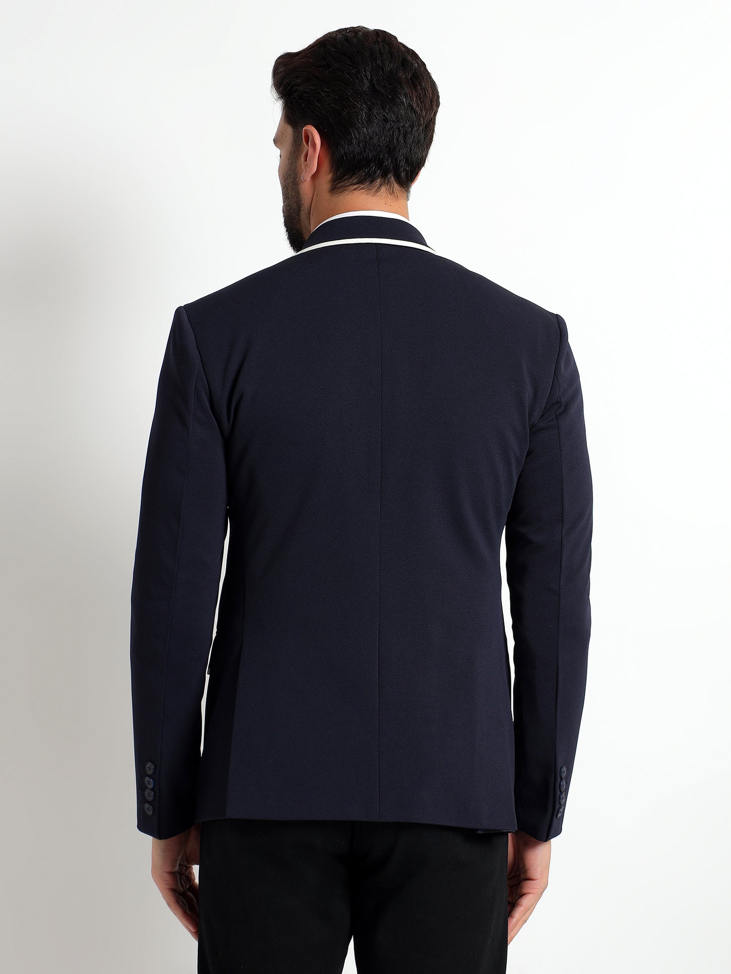 Navy Blue Blazer with White Piping