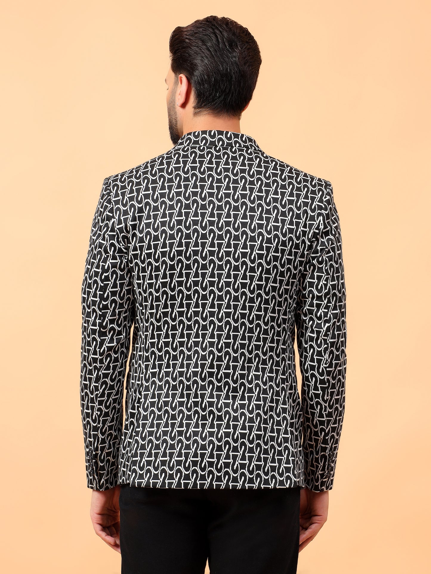 Black Printed Hosiery Blazer