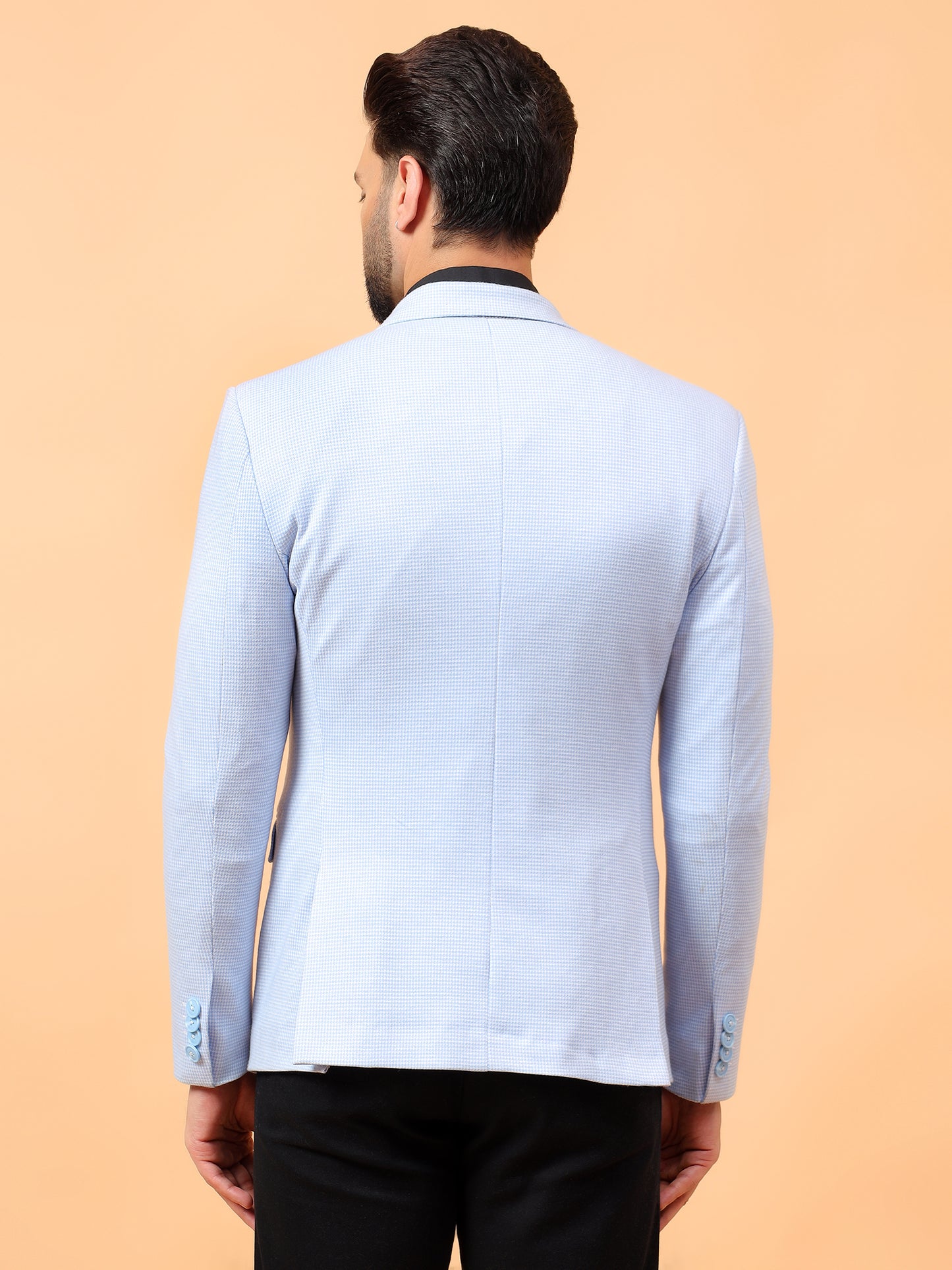 Light Blue Checkered Blazer