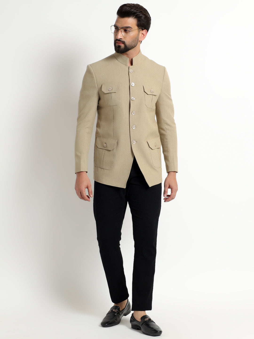 Beige Safari Nehru Jacket