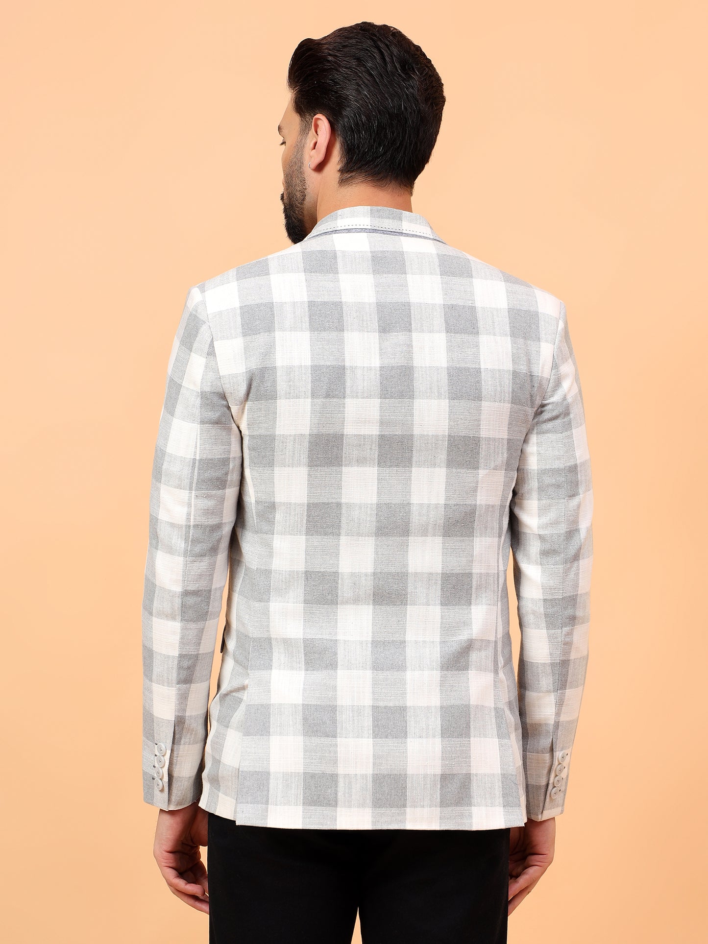 Grey & White Checkered Blazer