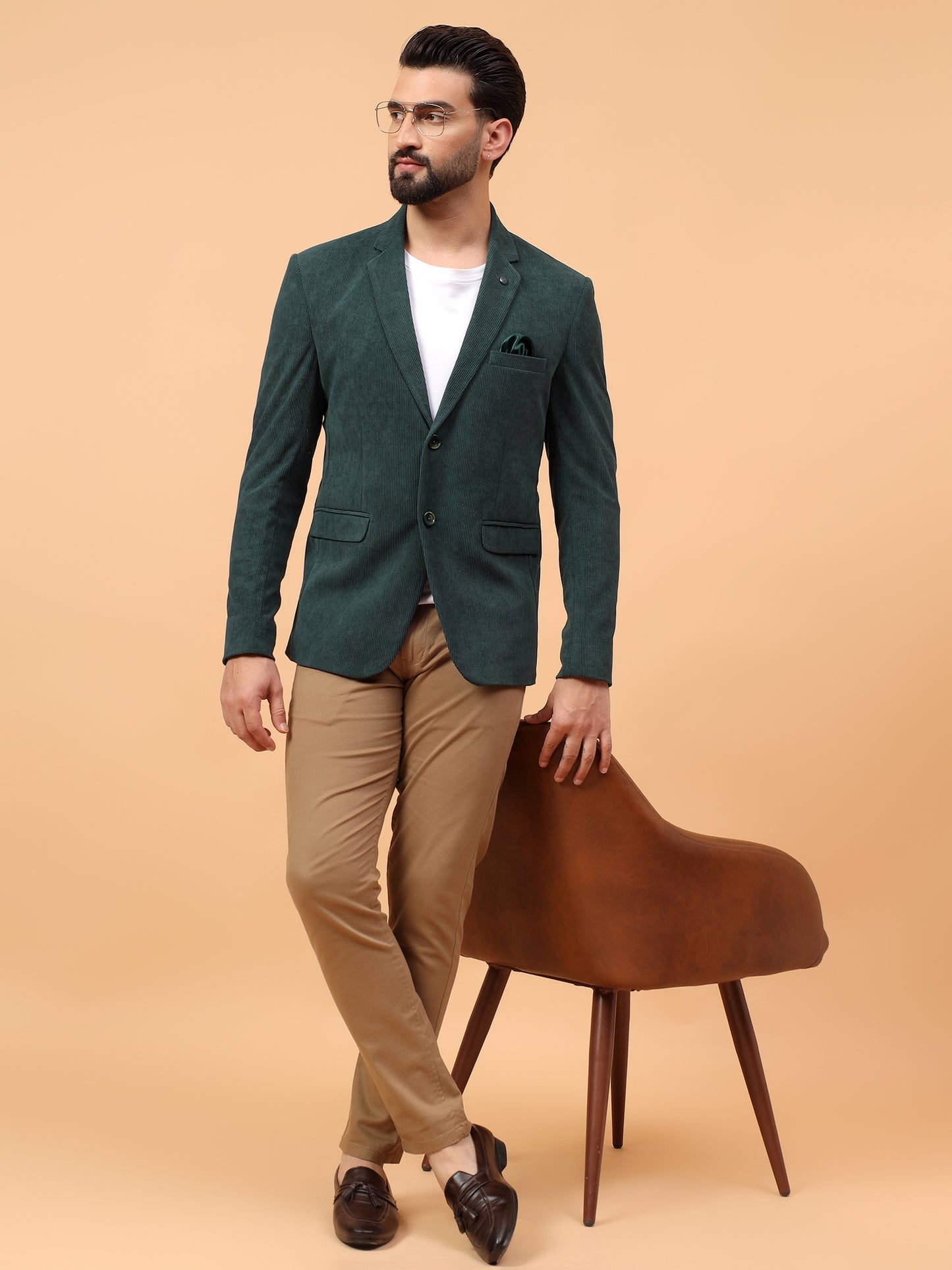 Classic Olive Green Corduroy Blazer