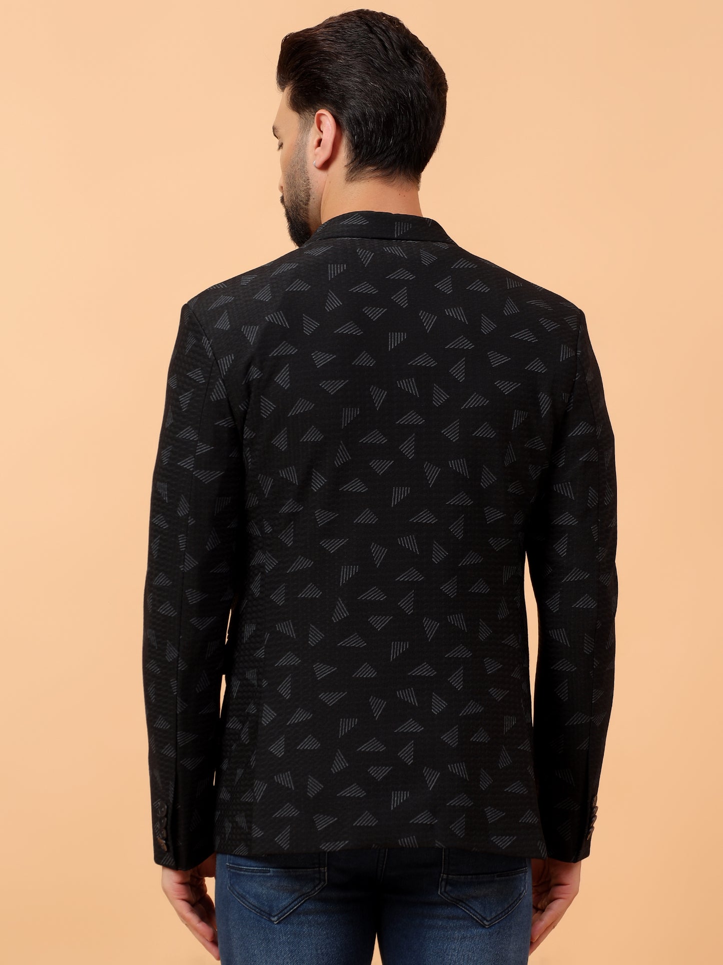 Black Geometric Pattern Blazer