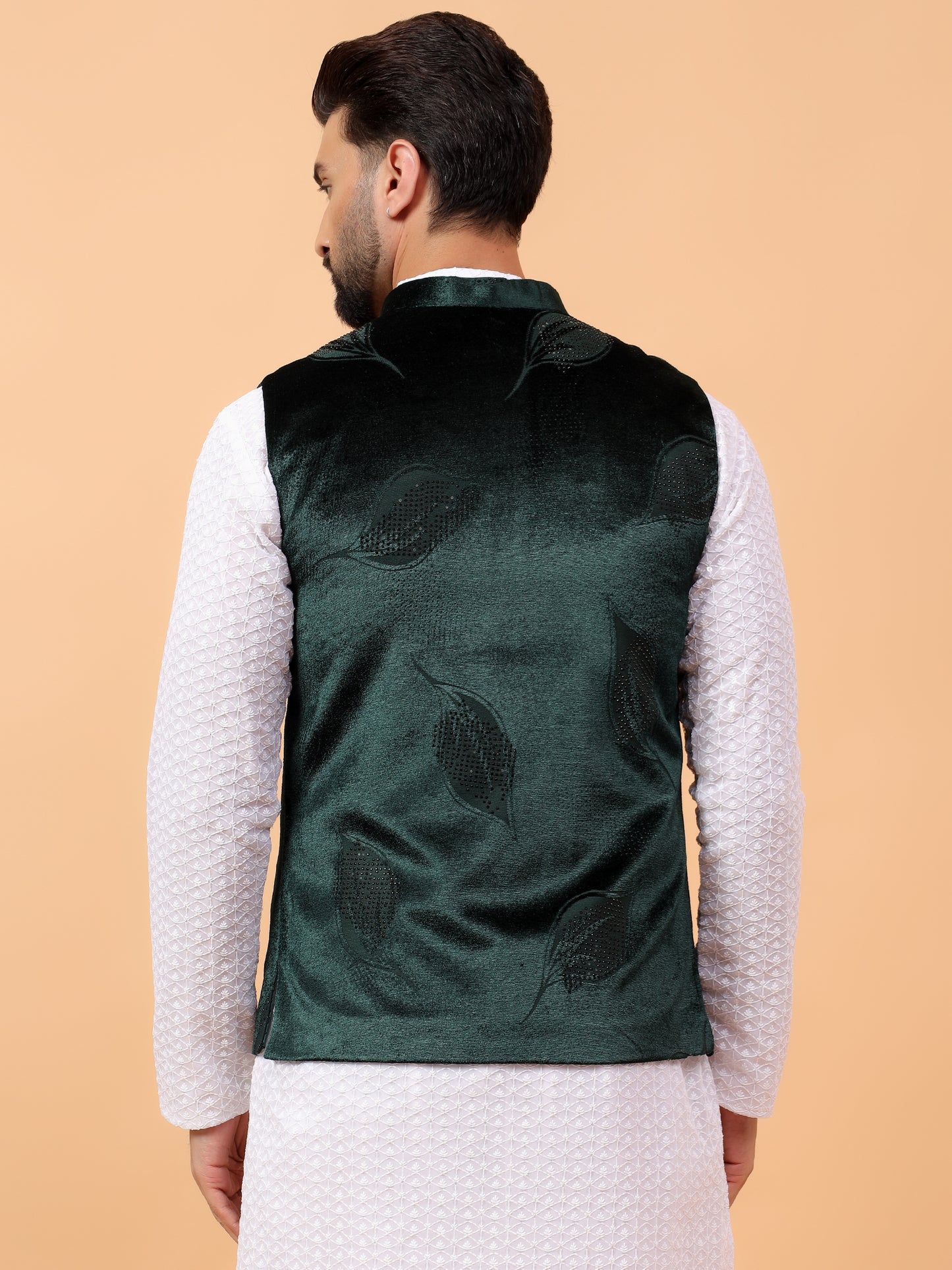Elegant Green Velvet Nehru Jacket