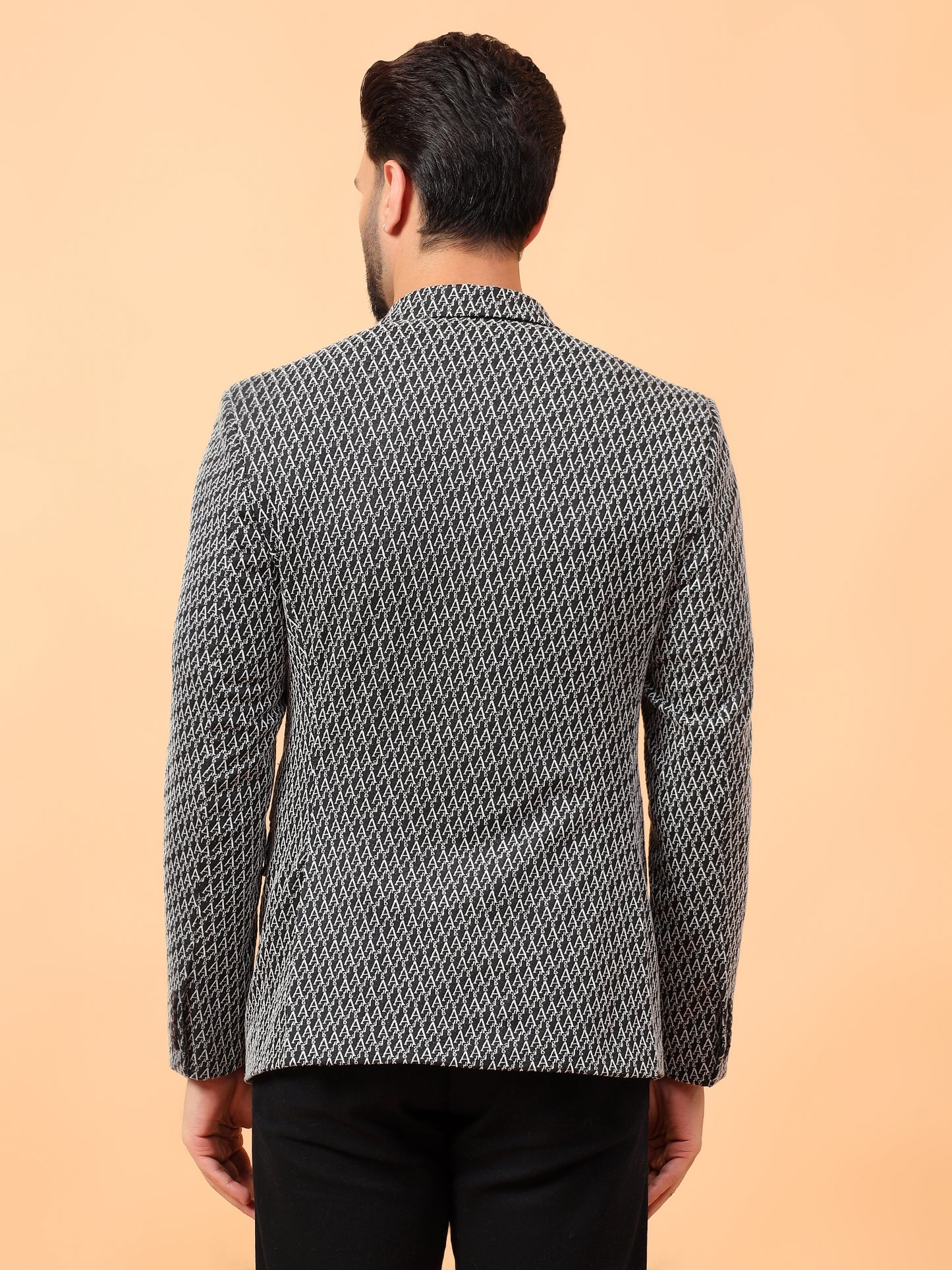 Black Printed Hosiery Blazer
