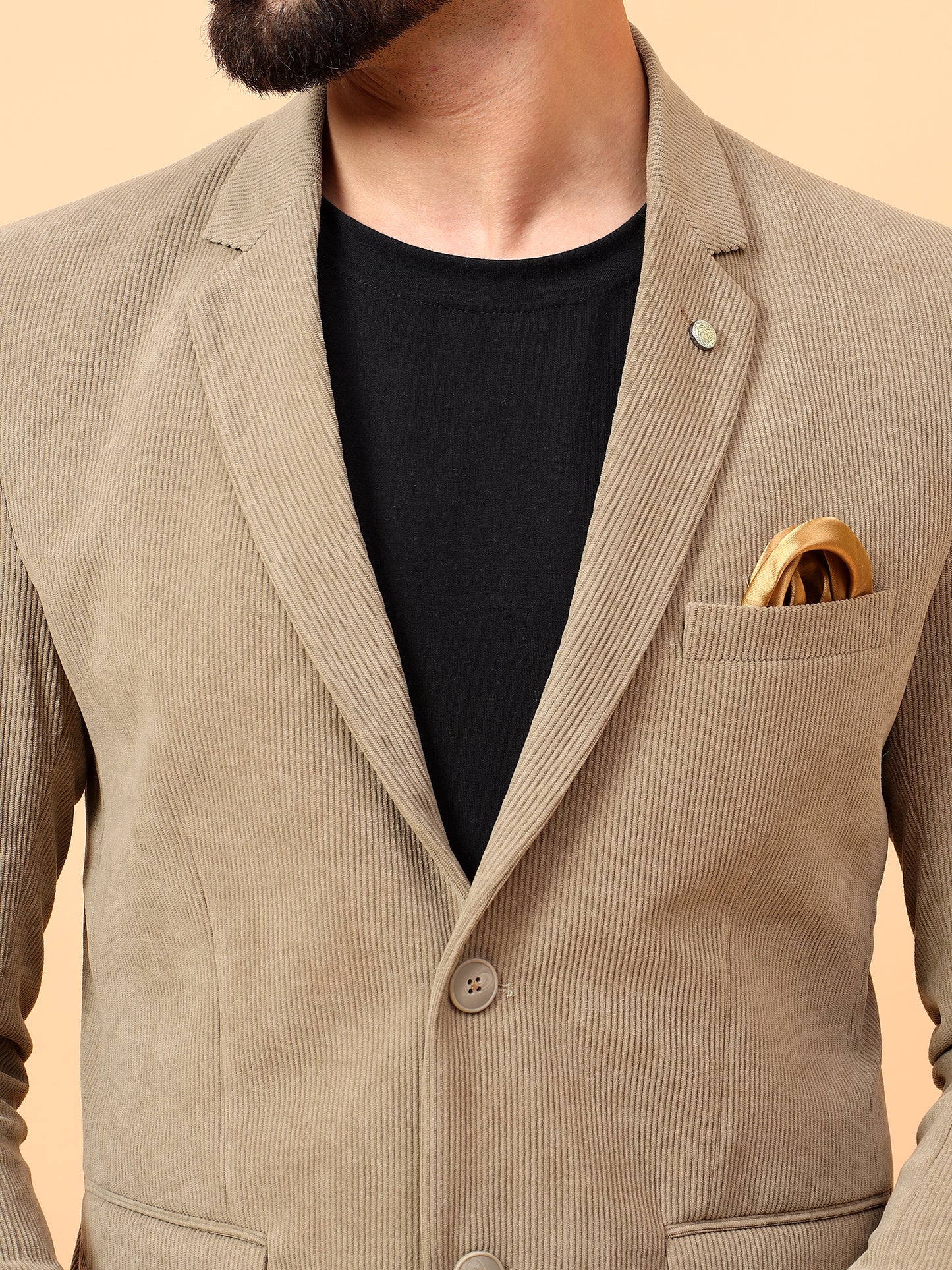 Dark Beige Classic Corduroy Blazer
