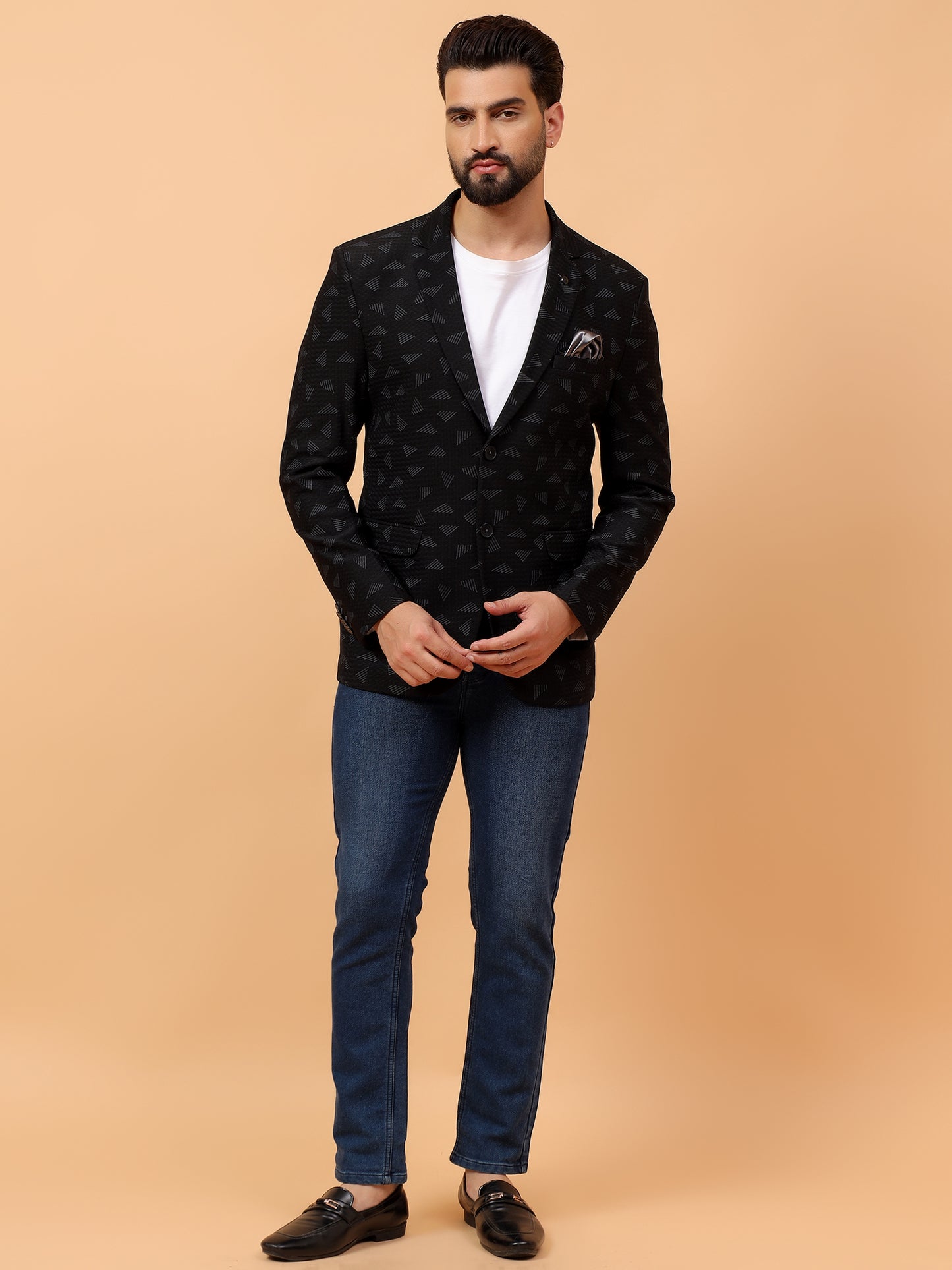Black Geometric Pattern Blazer