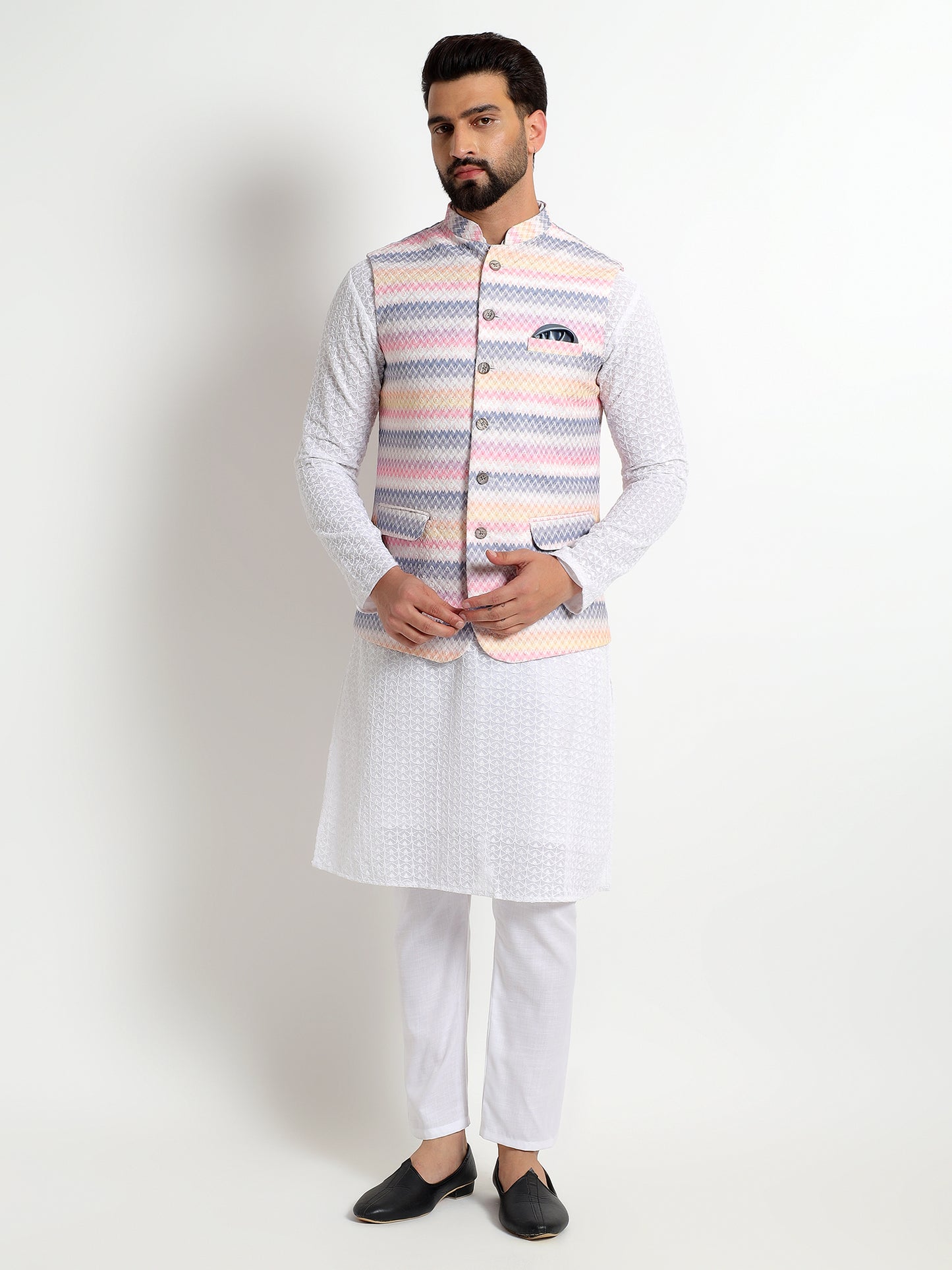 Multicolor Pastel Nehru Jacket