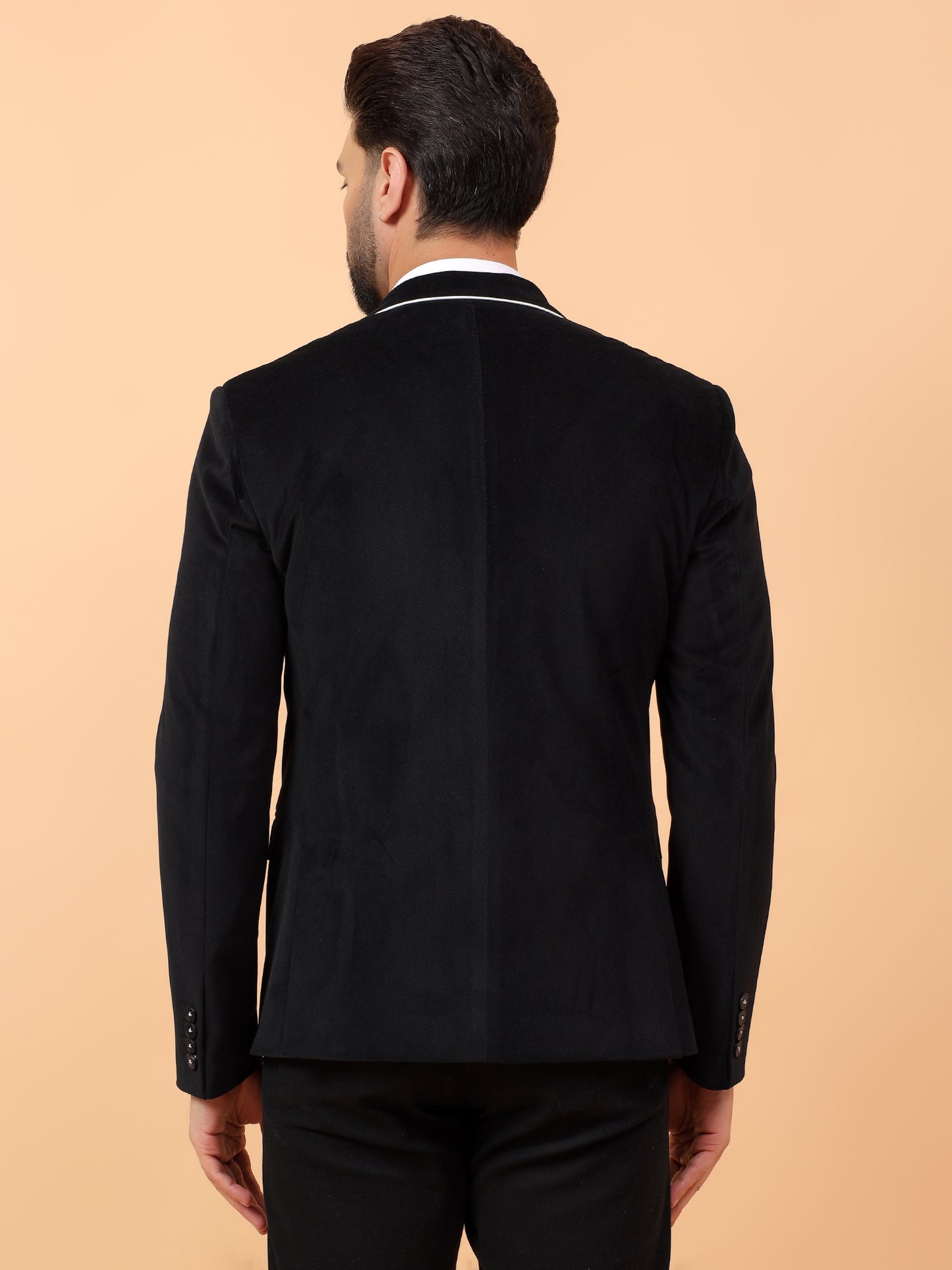 Black Blazer with Contrast Piping
