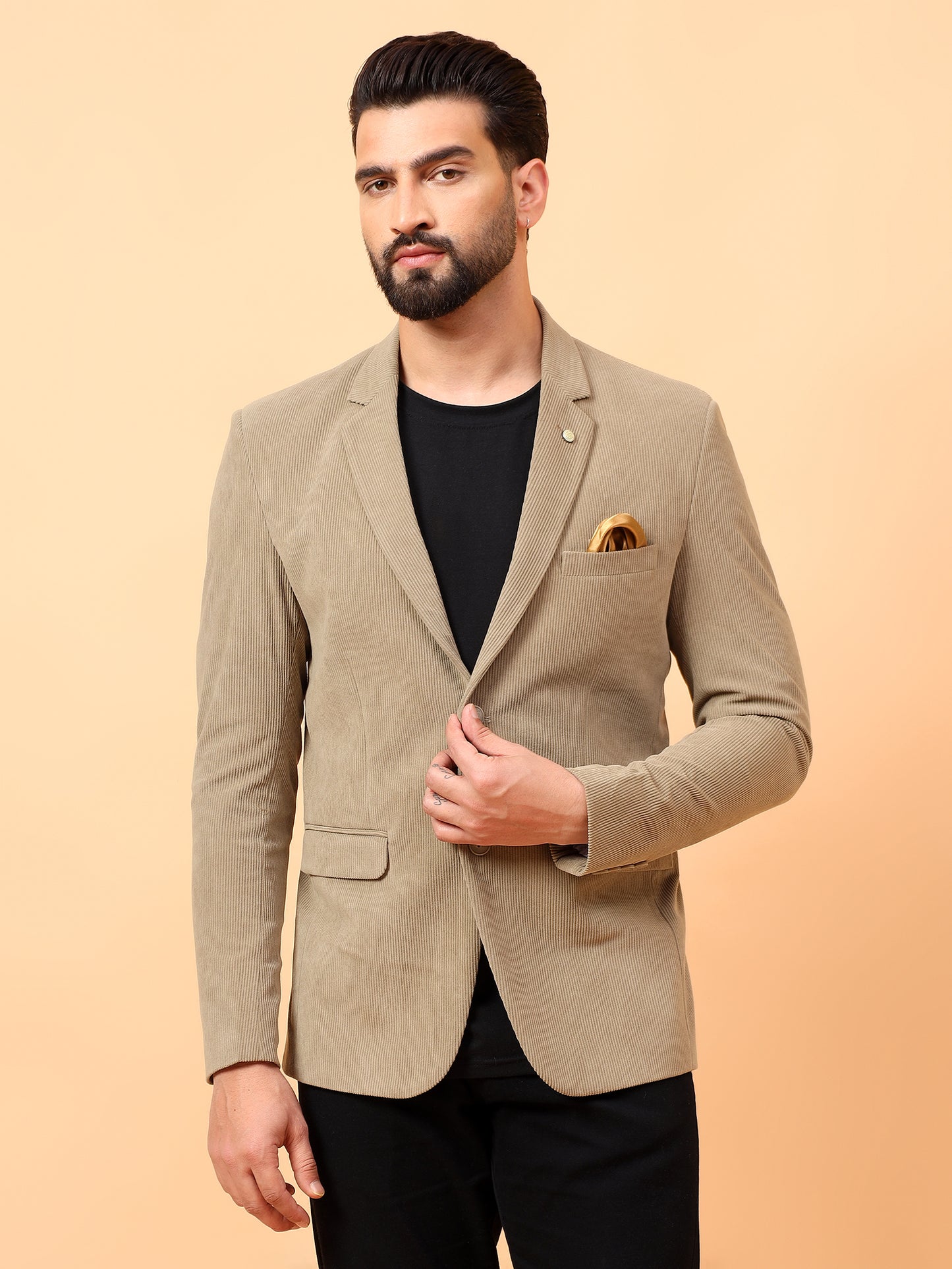 Dark Beige Classic Corduroy Blazer