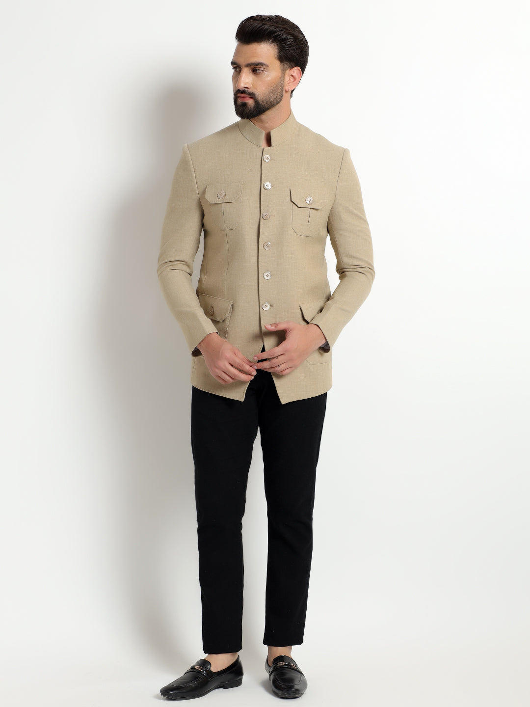 Beige Safari Nehru Jacket