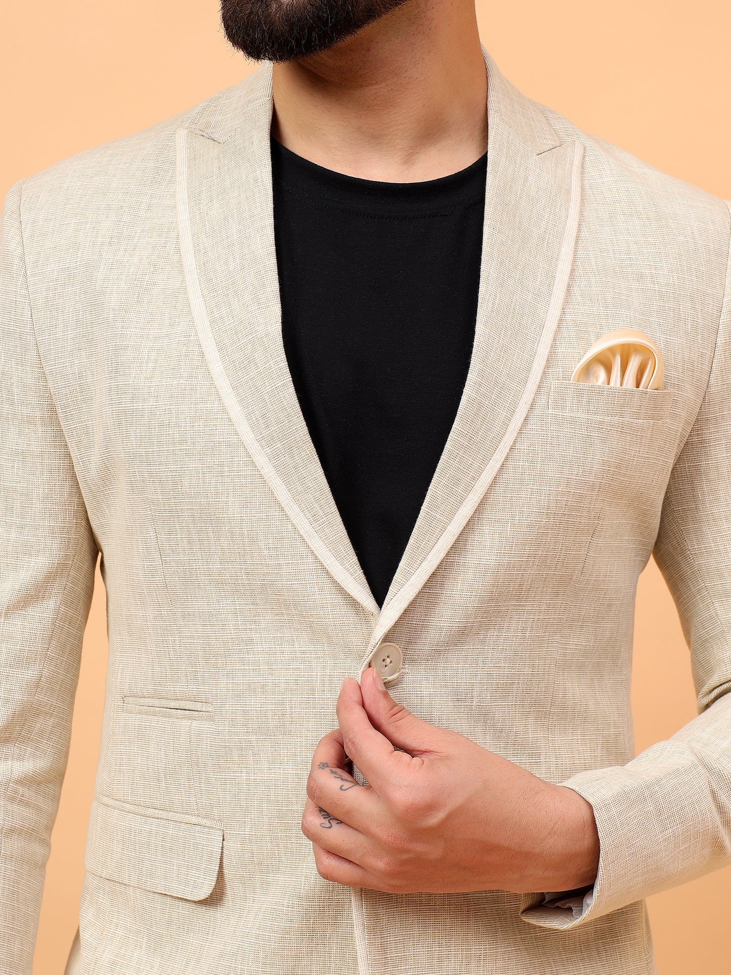 Light Beige Cotton Linen Blazer