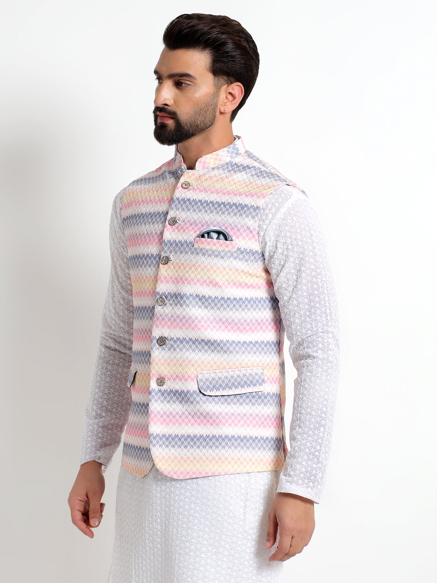 Multicolor Pastel Nehru Jacket