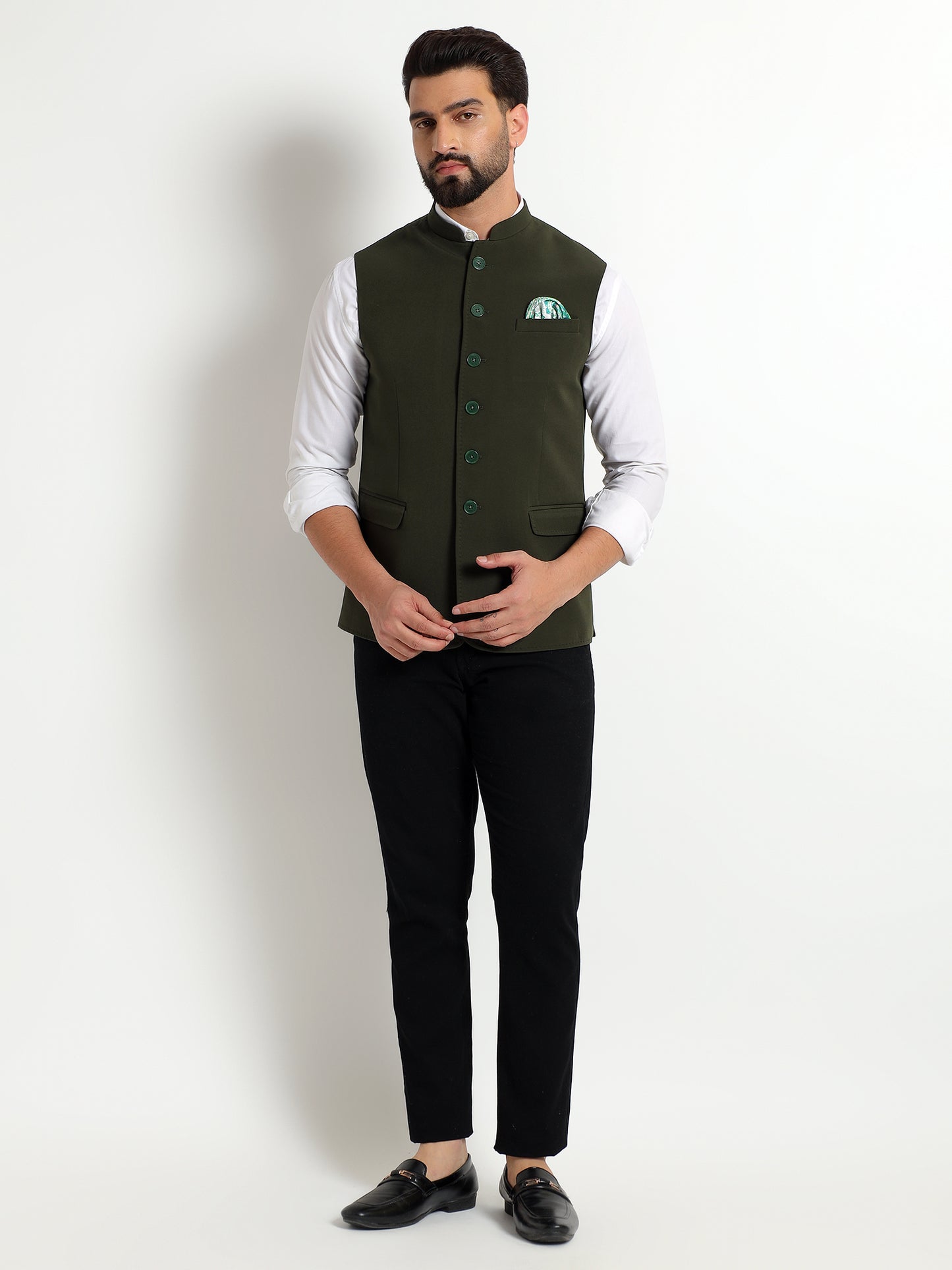 Olive Green Nehru Jacket