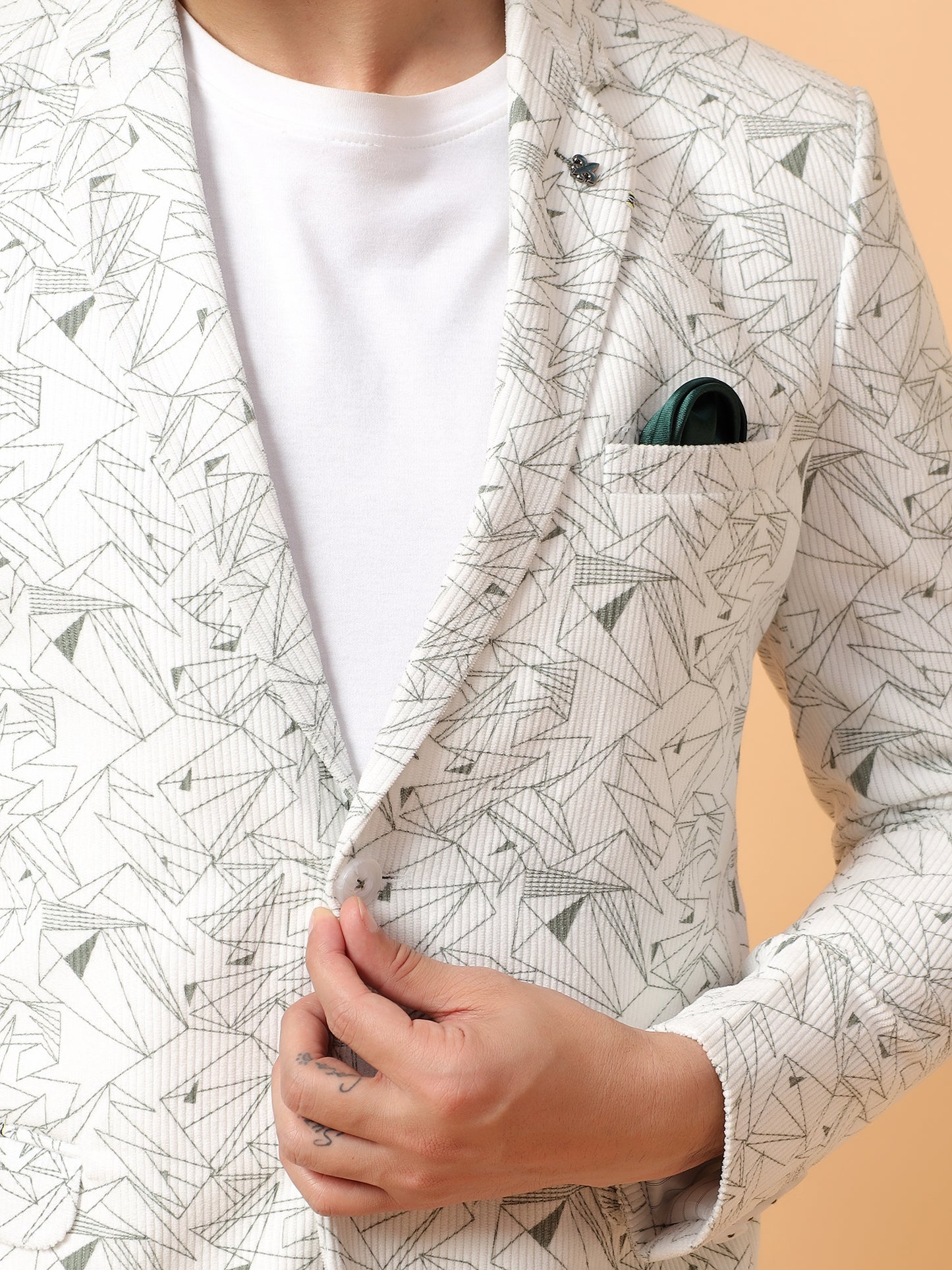 Elegant White Printed Blazer