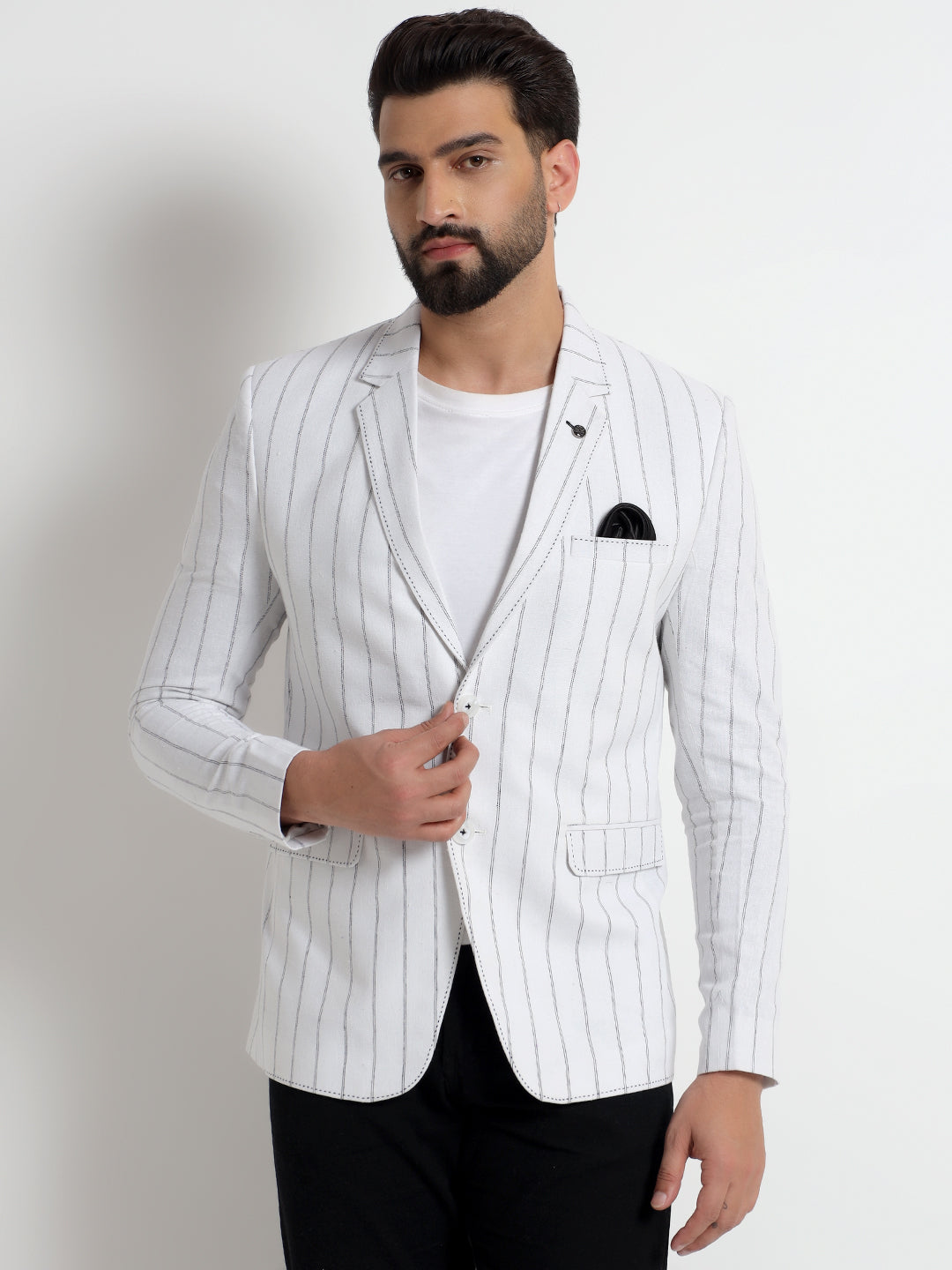 White & Black Striped Blazer