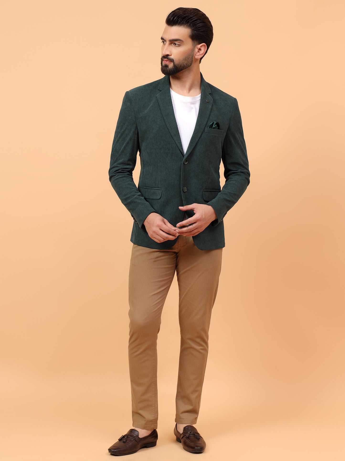 Classic Olive Green Corduroy Blazer