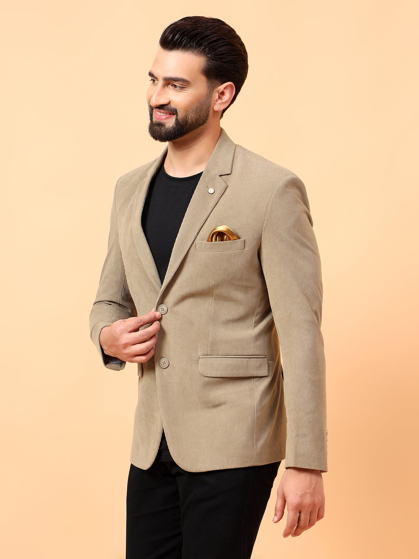 Dark Beige Classic Corduroy Blazer