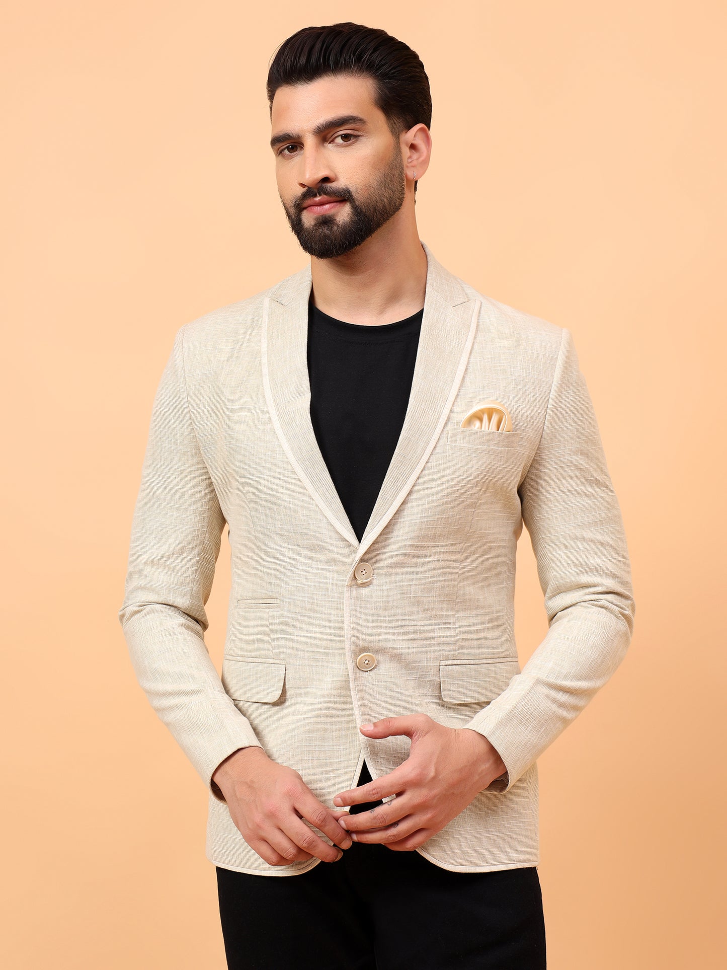 Light Beige Cotton Linen Blazer