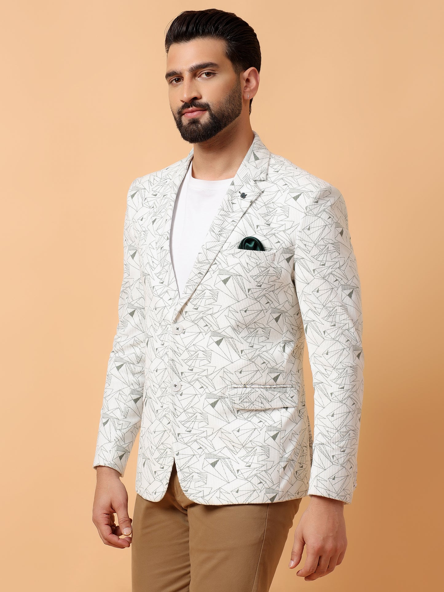 Elegant White Printed Blazer