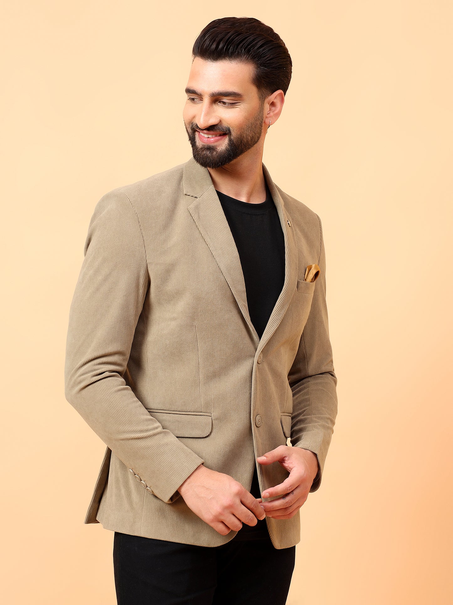 Dark Beige Classic Corduroy Blazer