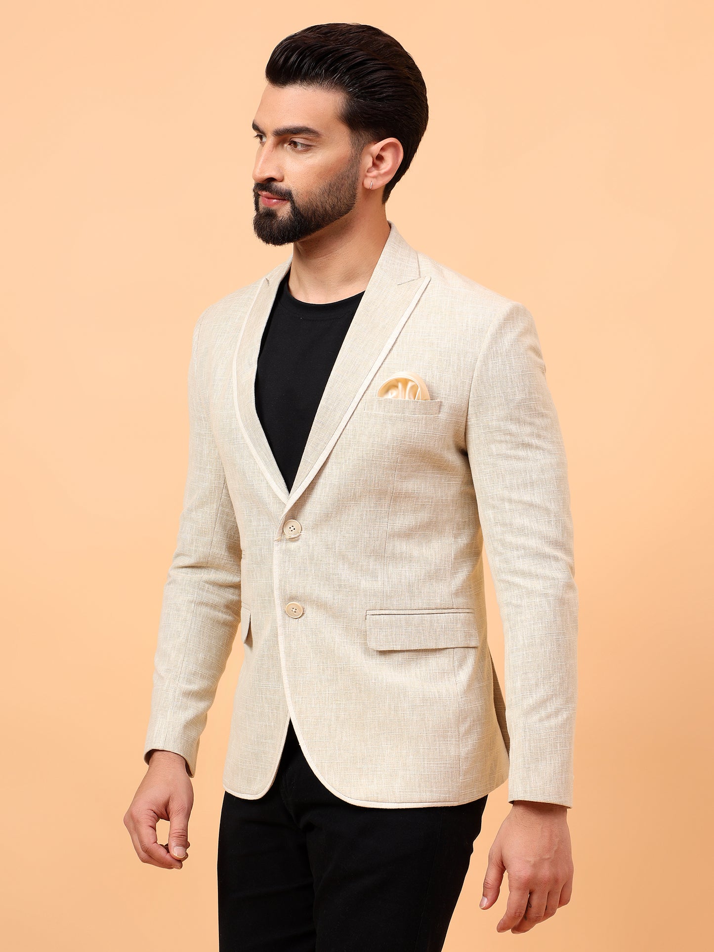 Light Beige Cotton Linen Blazer