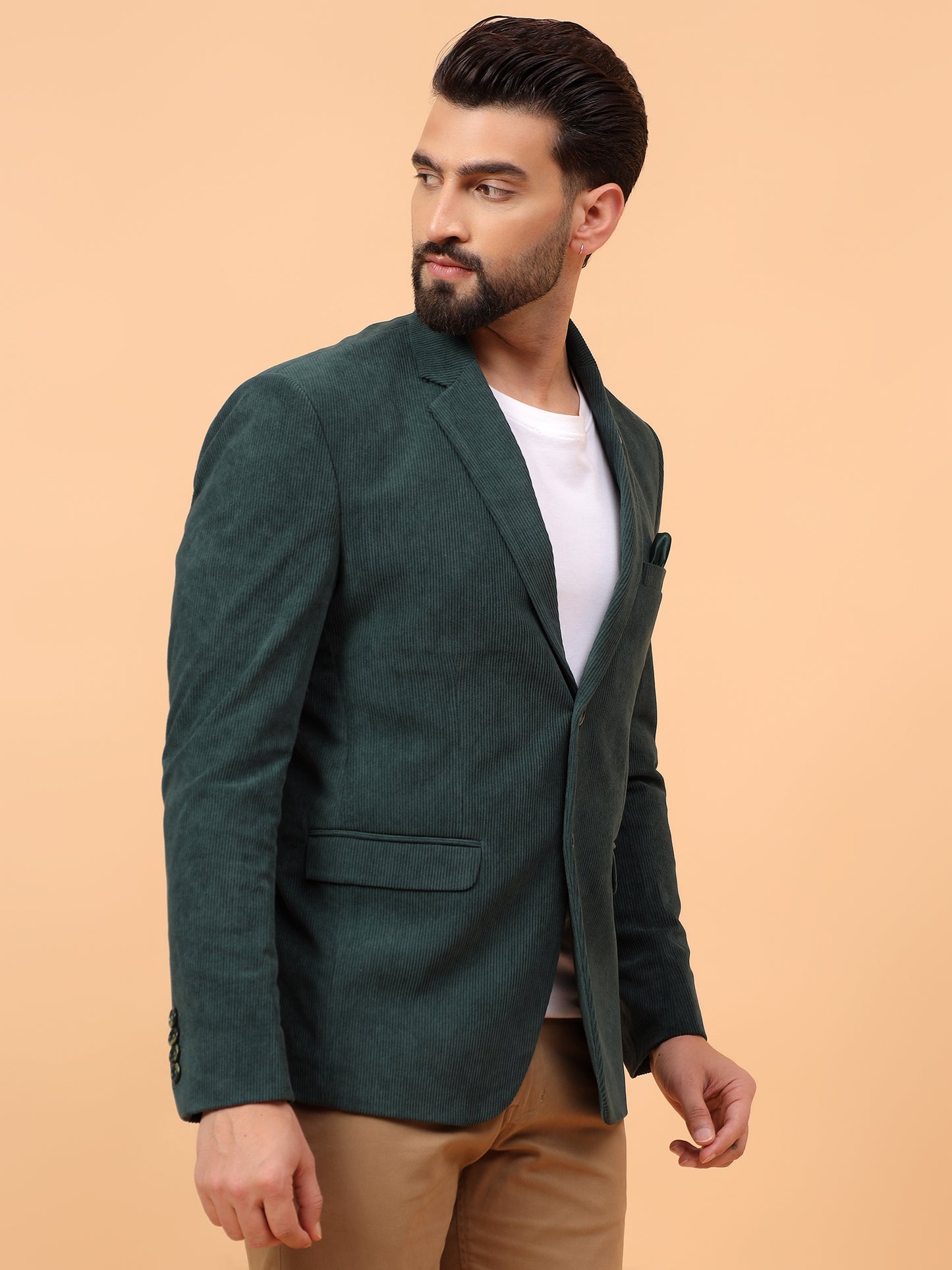 Classic Olive Green Corduroy Blazer