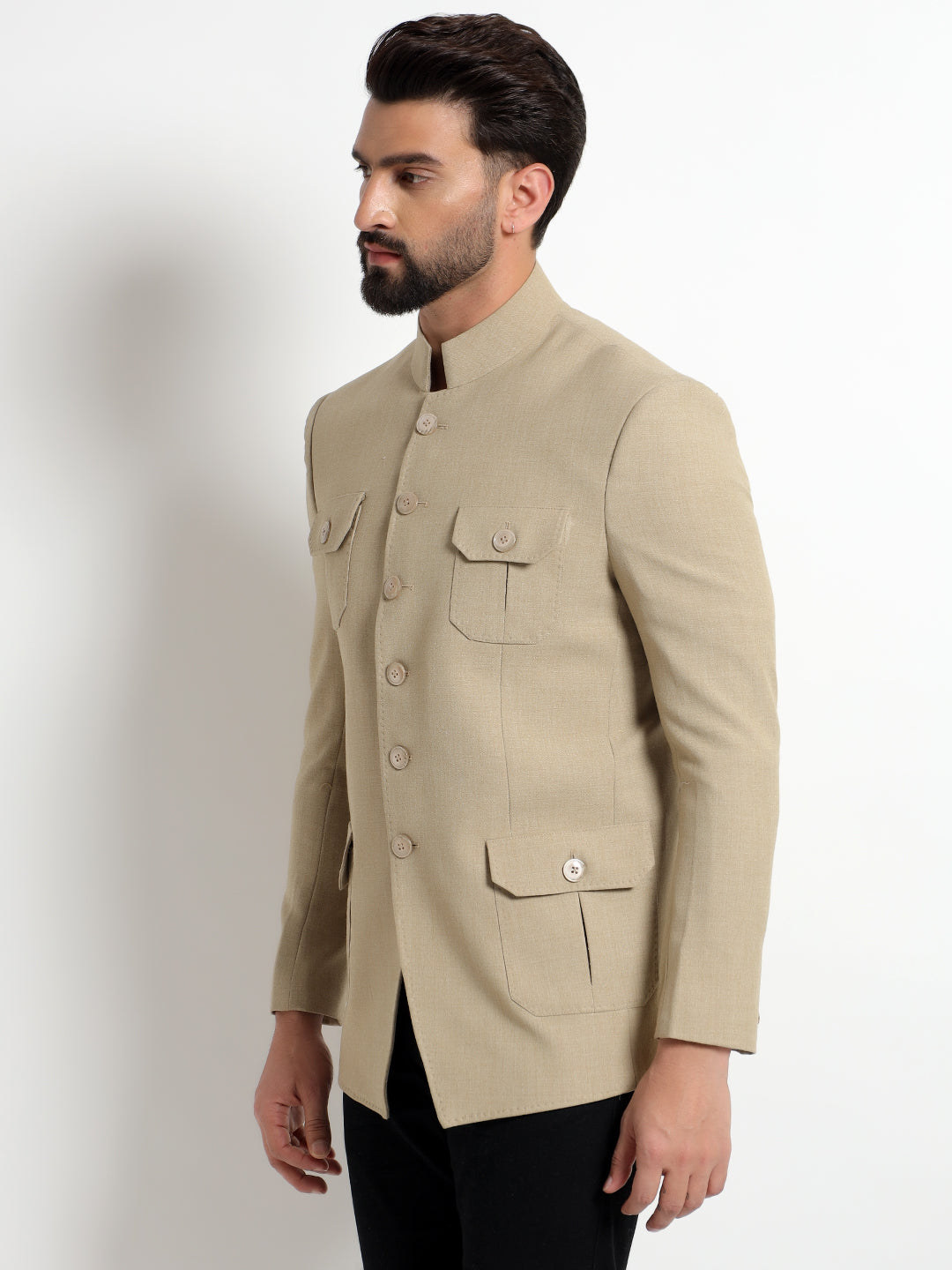 Beige Safari Nehru Jacket