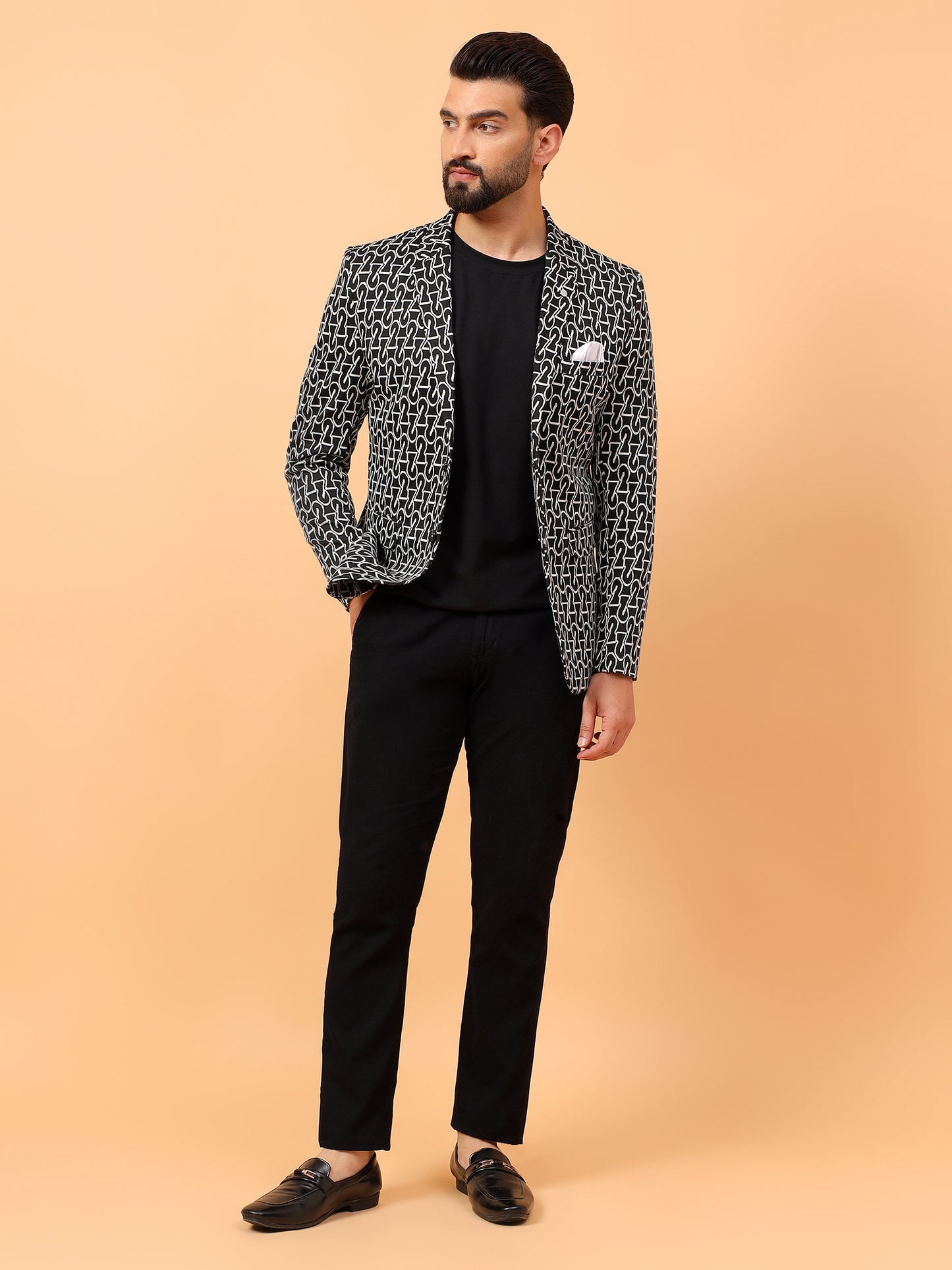 Black Printed Hosiery Blazer