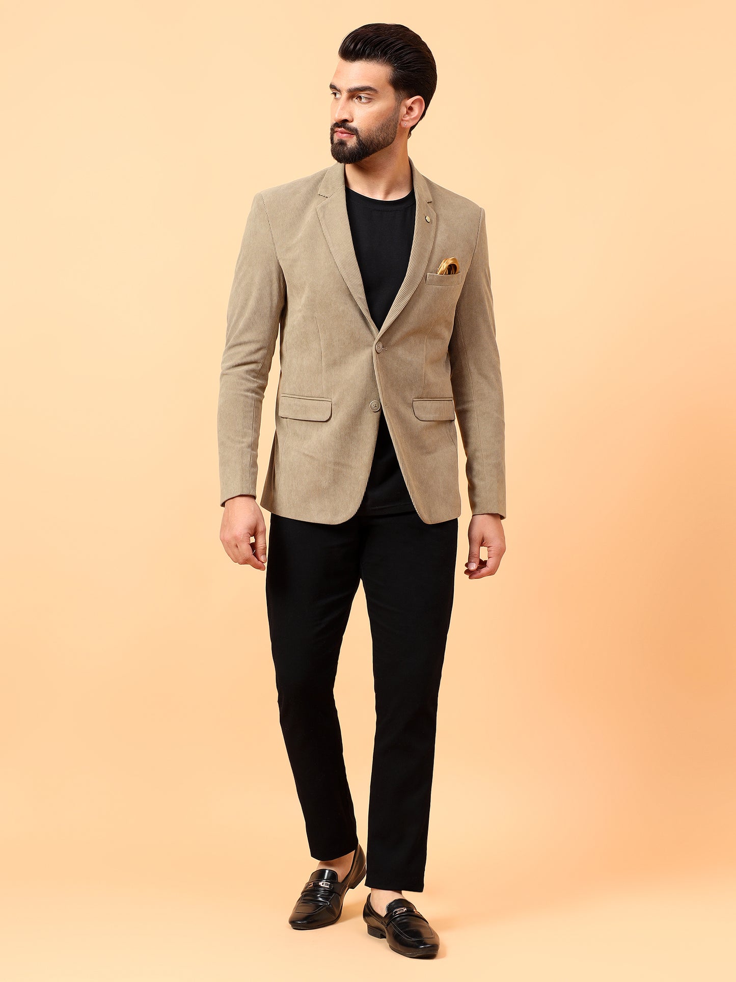 Dark Beige Classic Corduroy Blazer