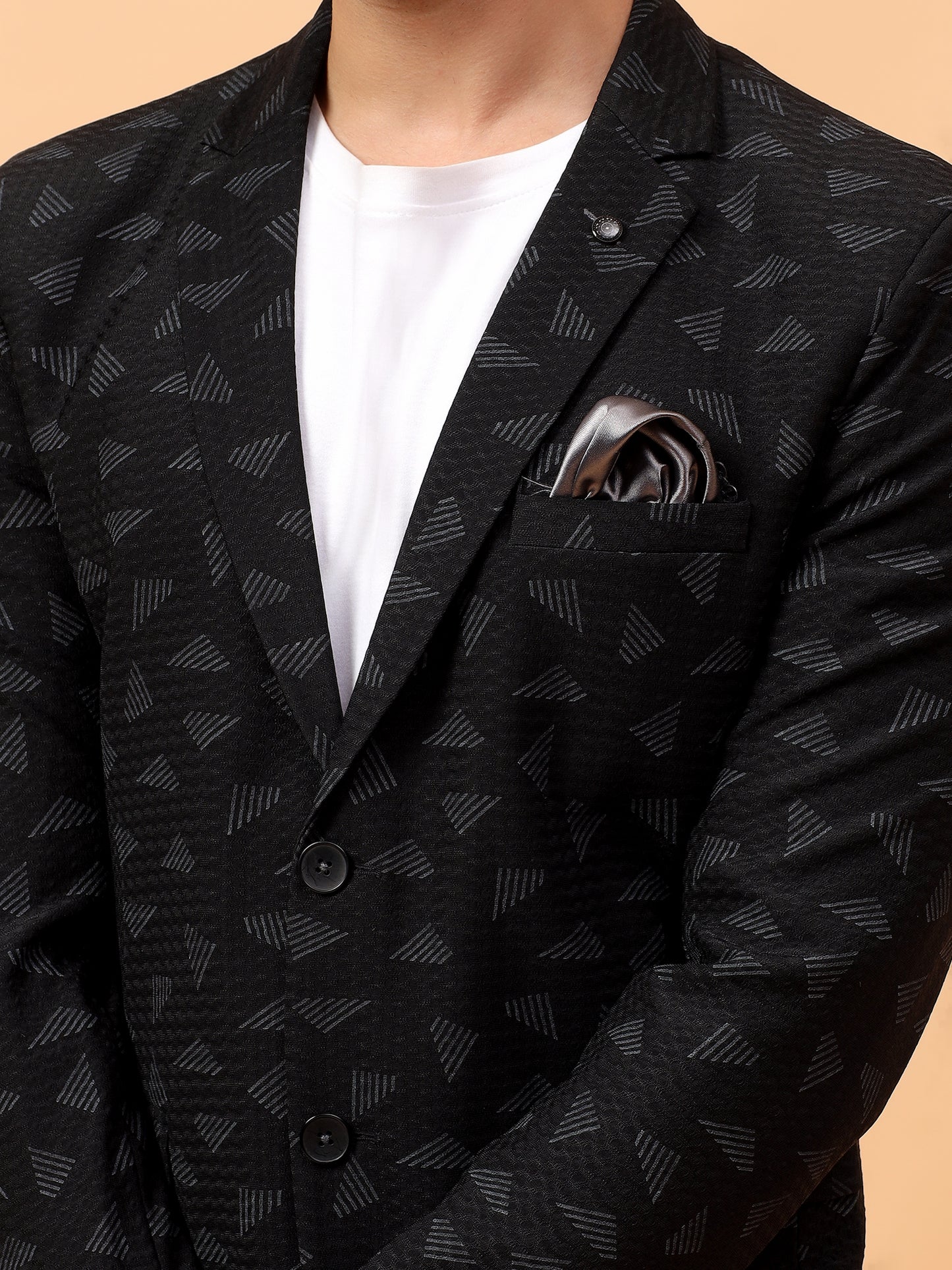 Black Geometric Pattern Blazer