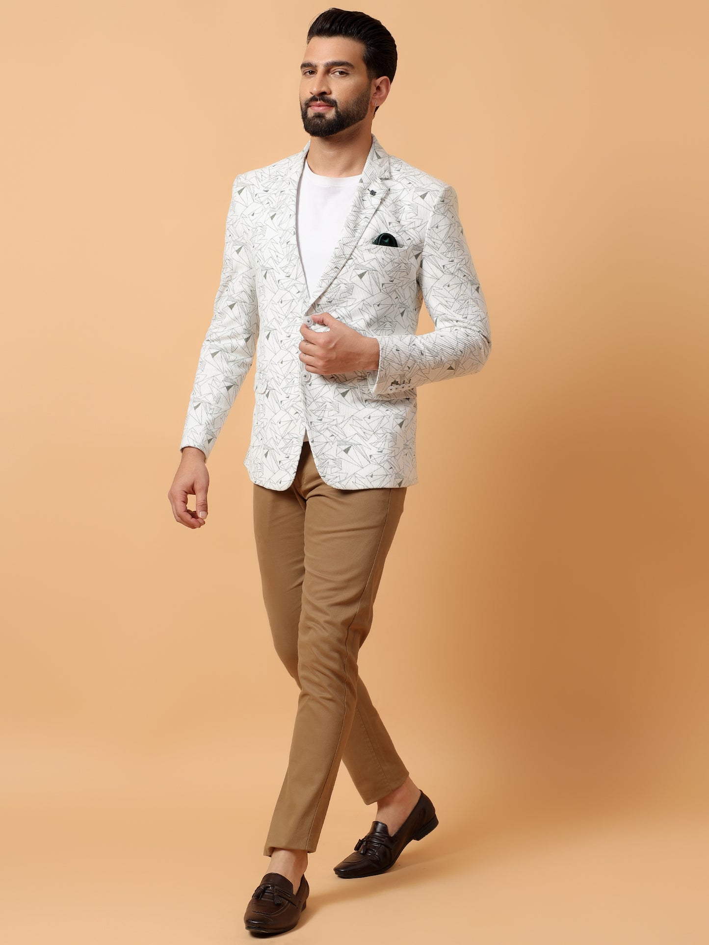 Elegant White Printed Blazer