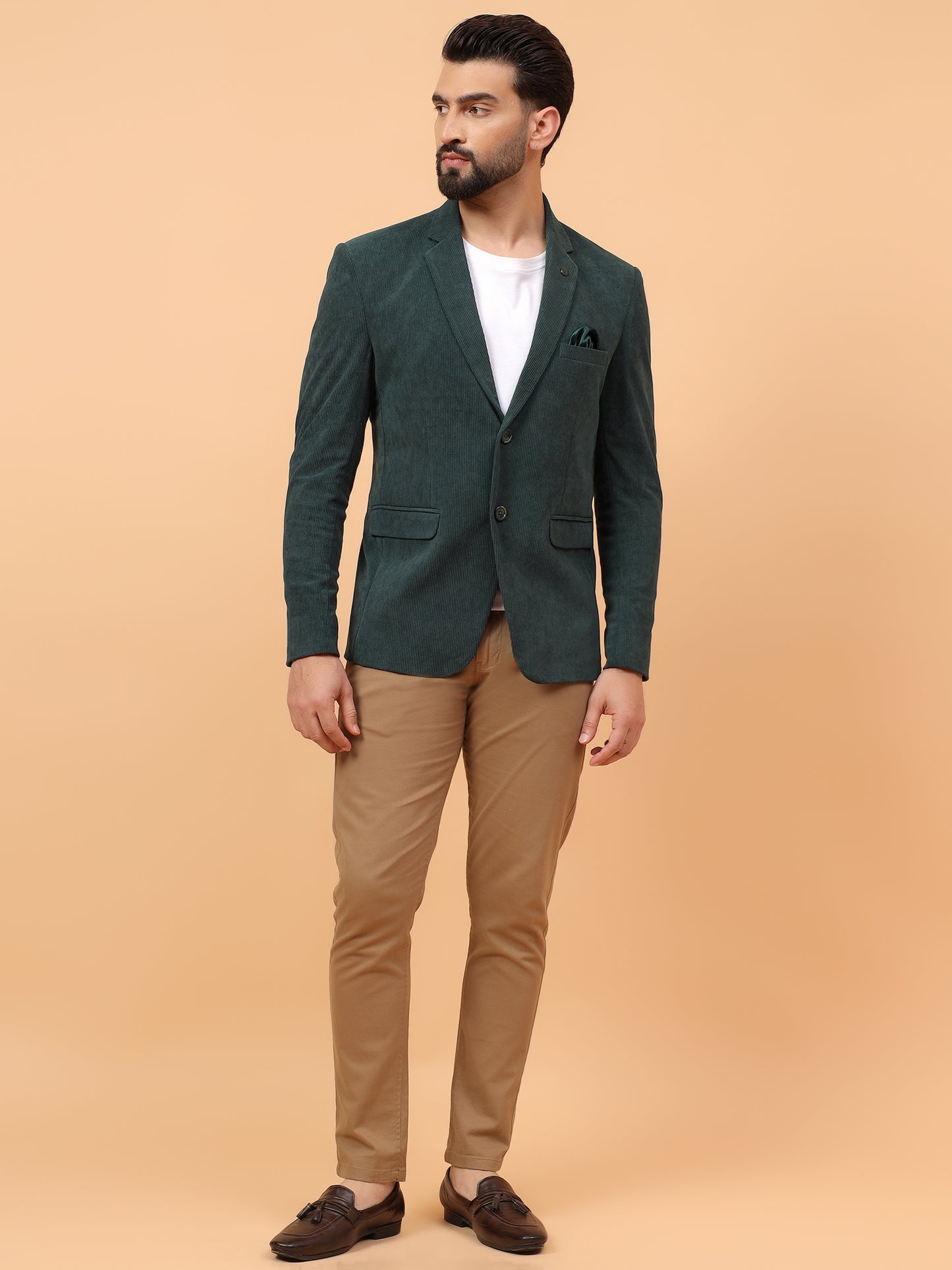 Classic Olive Green Corduroy Blazer