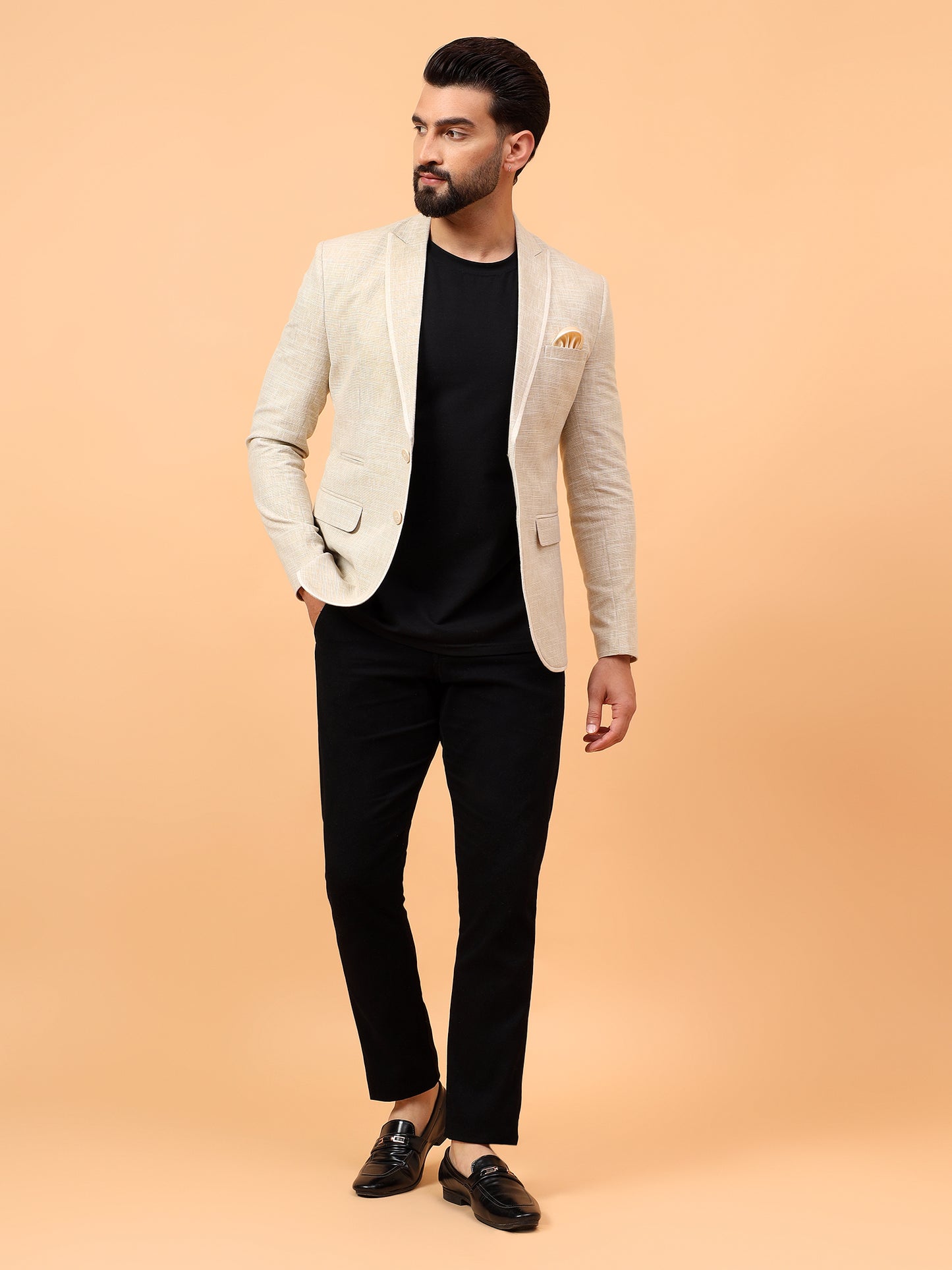 Light Beige Cotton Linen Blazer