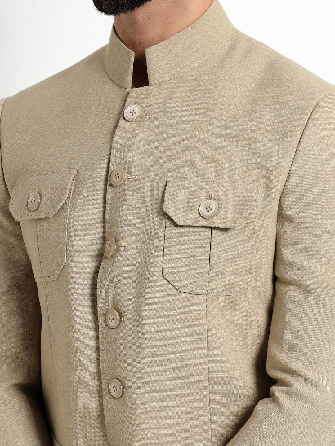 Beige Safari Nehru Jacket
