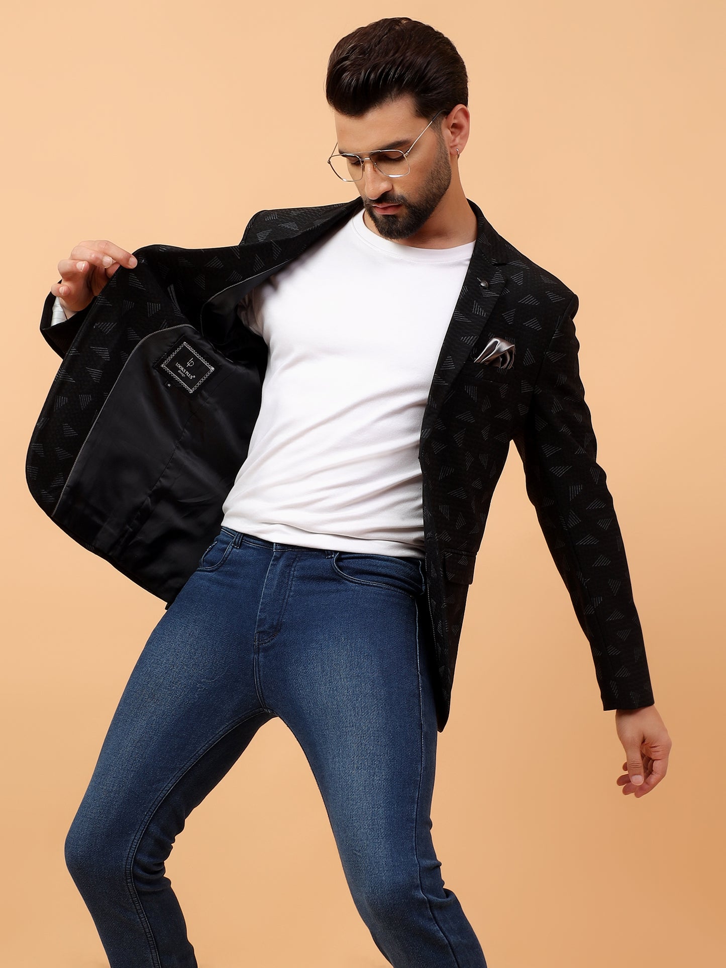 Black Geometric Pattern Blazer