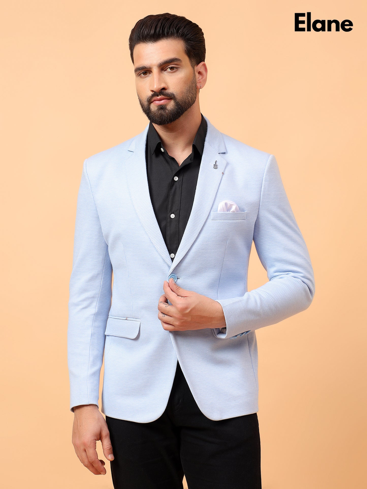 Light Blue Checkered Blazer