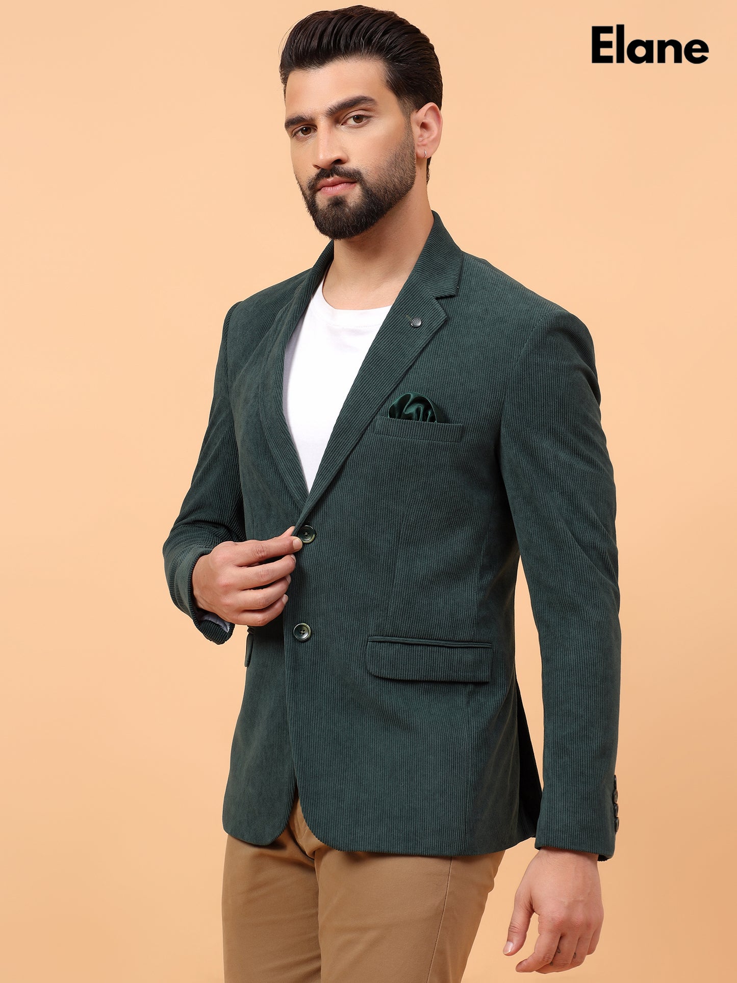 Classic Olive Green Corduroy Blazer