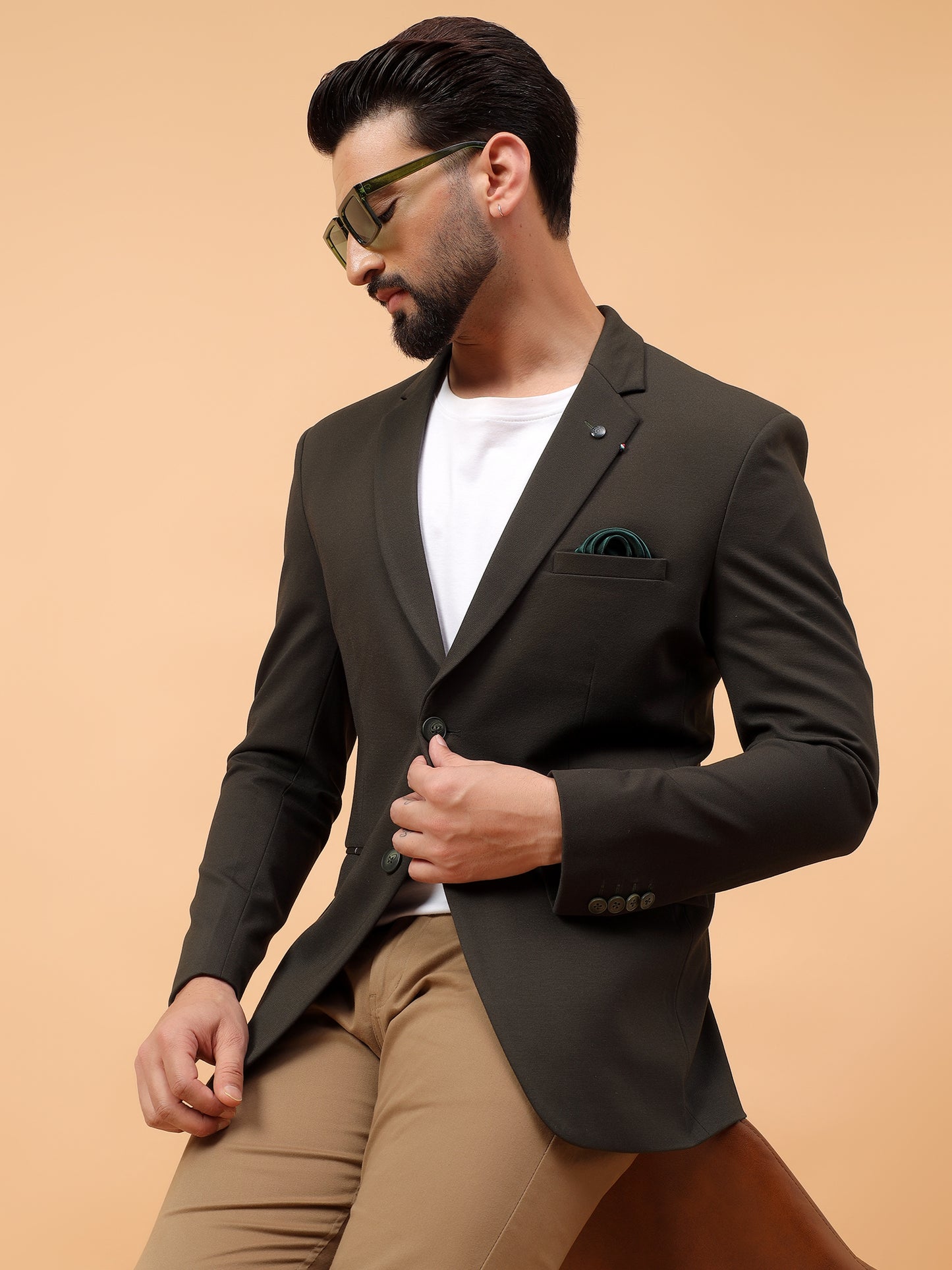 Polycotton Olive Green Blazer