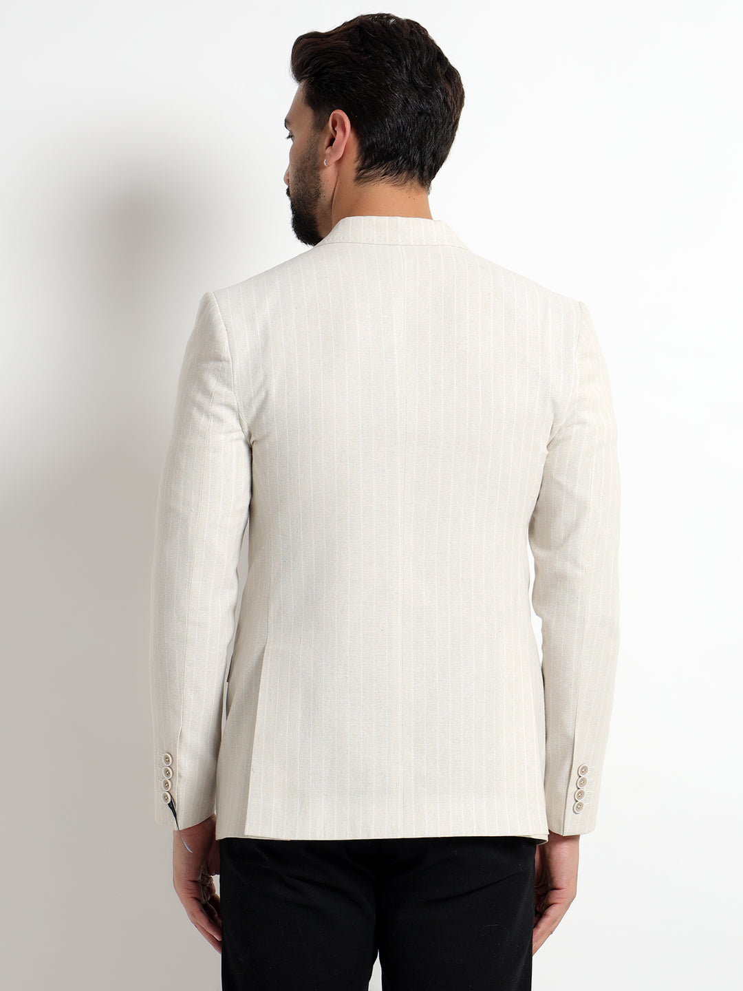 Off White Striped Blazer