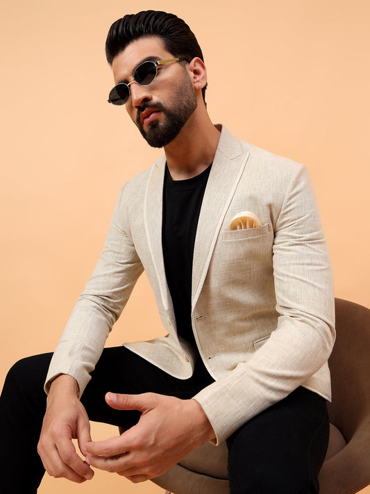 Light Beige Cotton Linen Blazer
