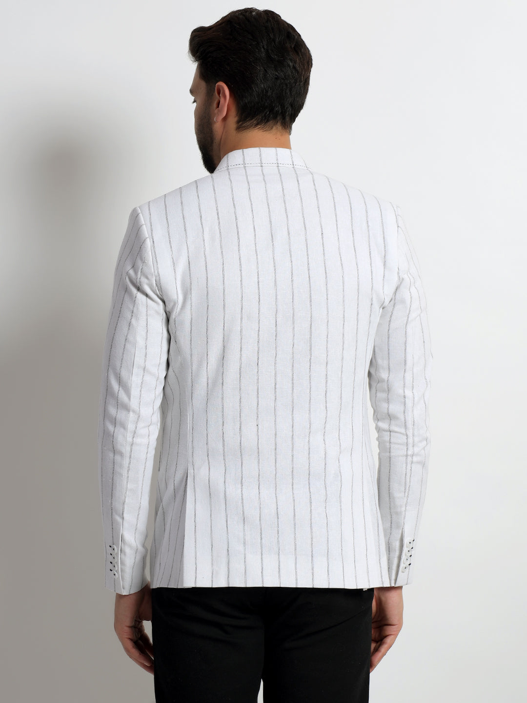 White & Black Striped Blazer