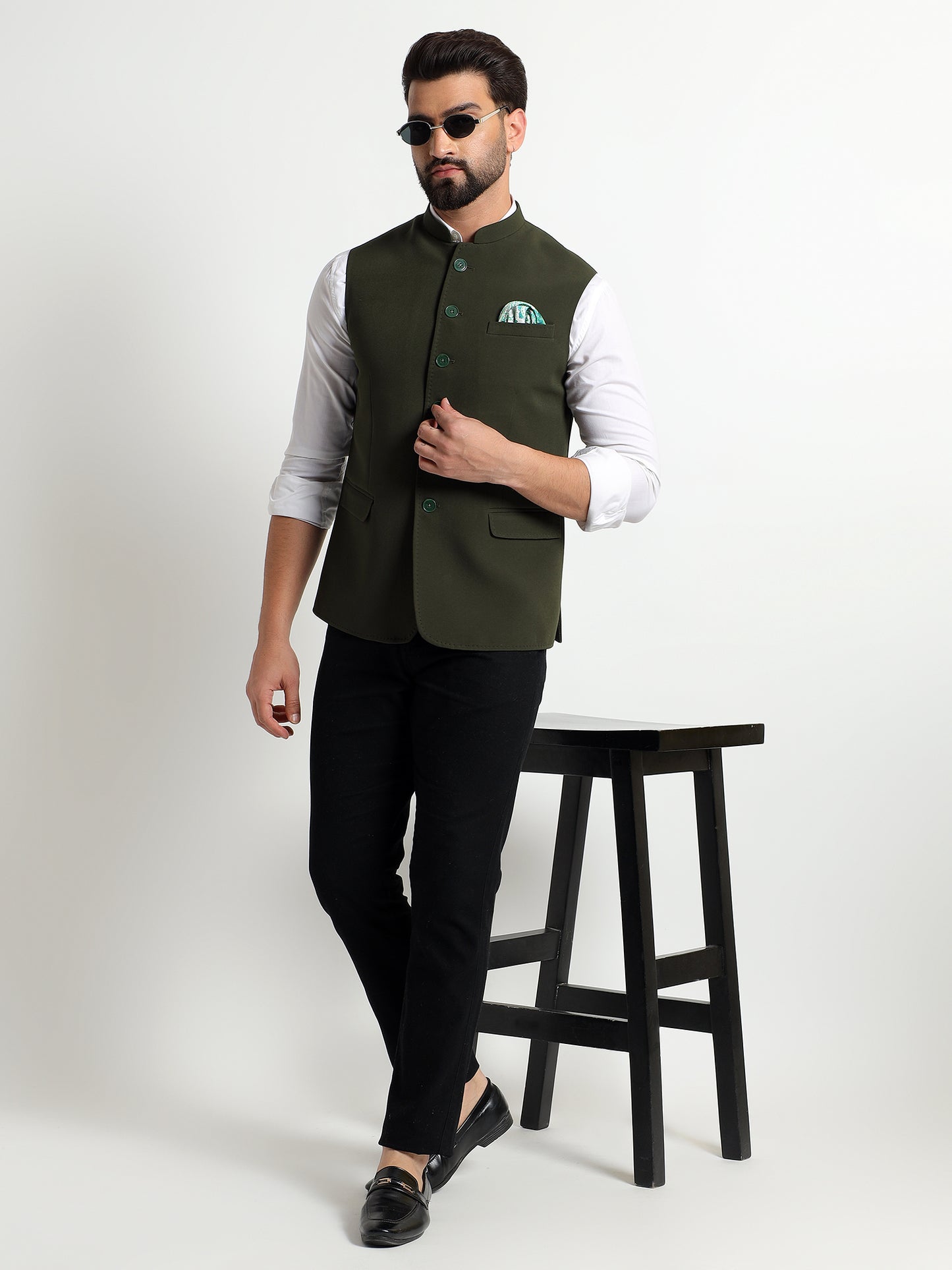 Olive Green Nehru Jacket