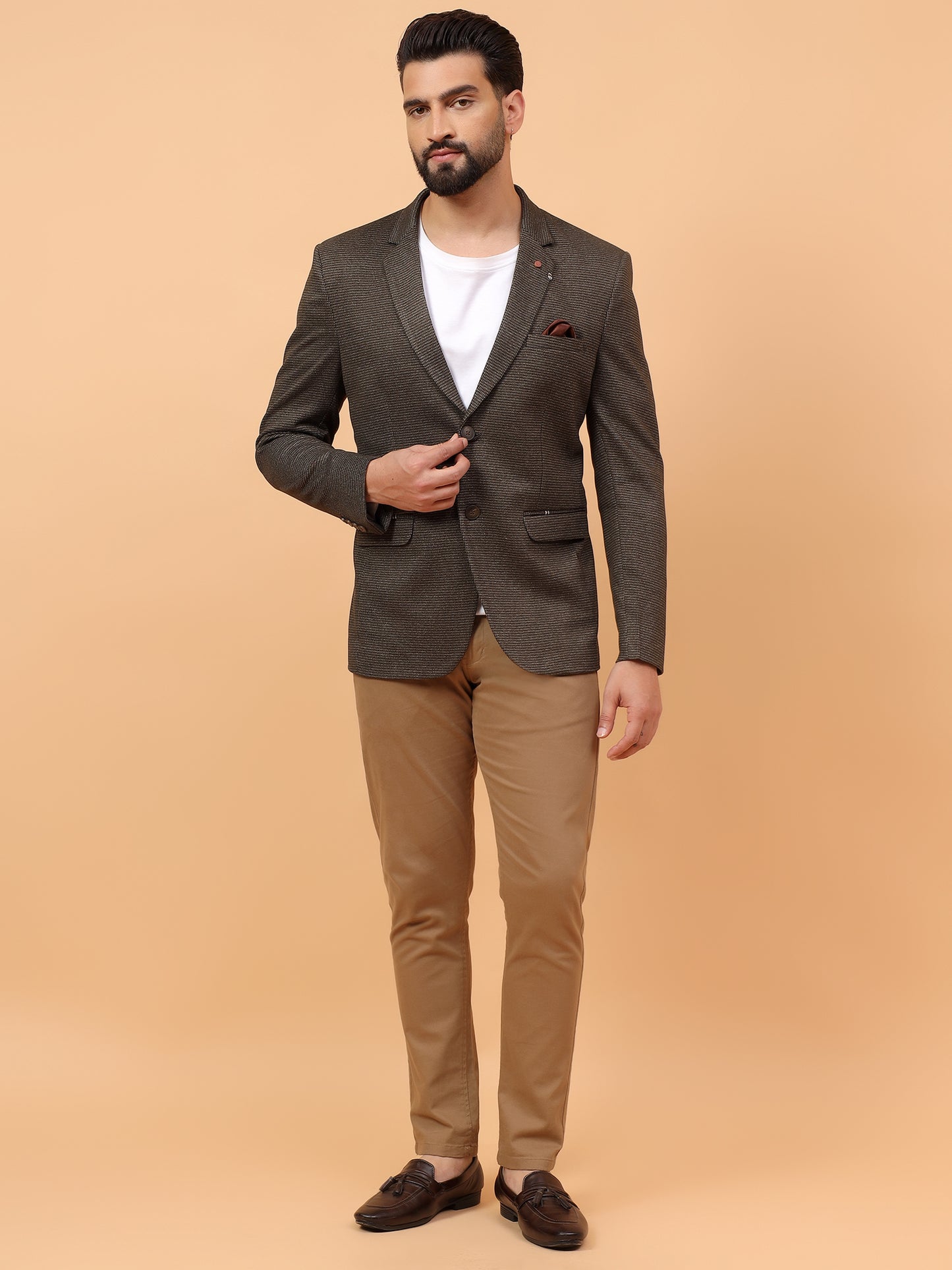 Timeless Brown Textured Blazer