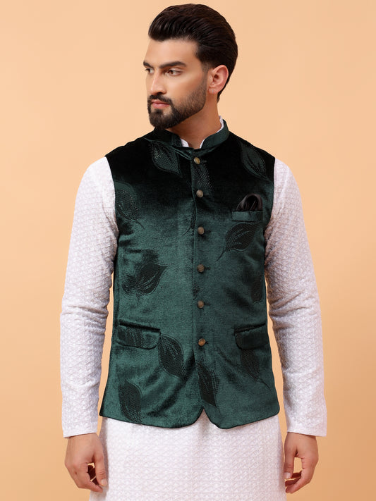 Elegant Green Velvet Nehru Jacket