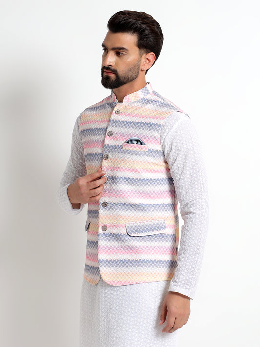 Multicolor Pastel Nehru Jacket