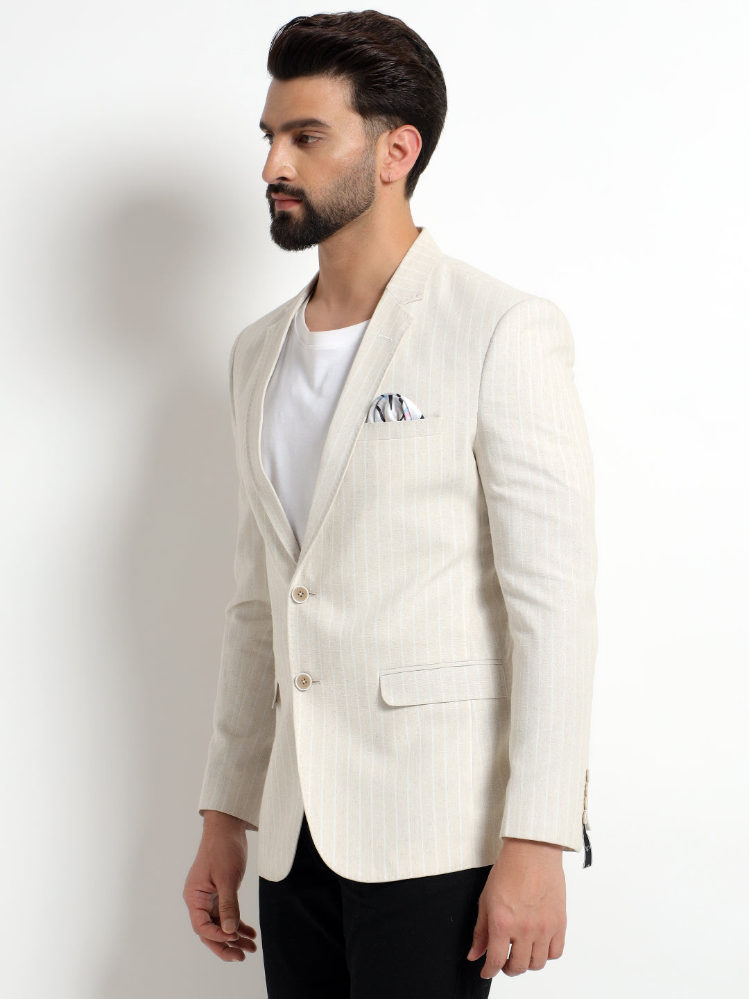 Off White Striped Blazer