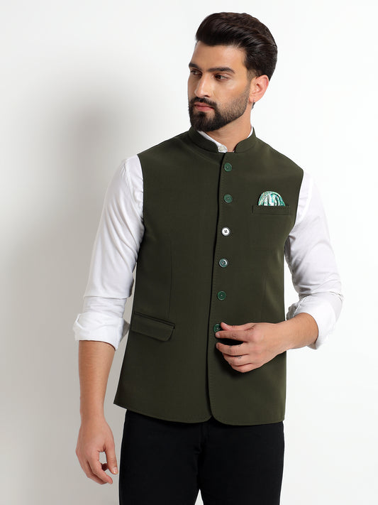 Olive Green Nehru Jacket
