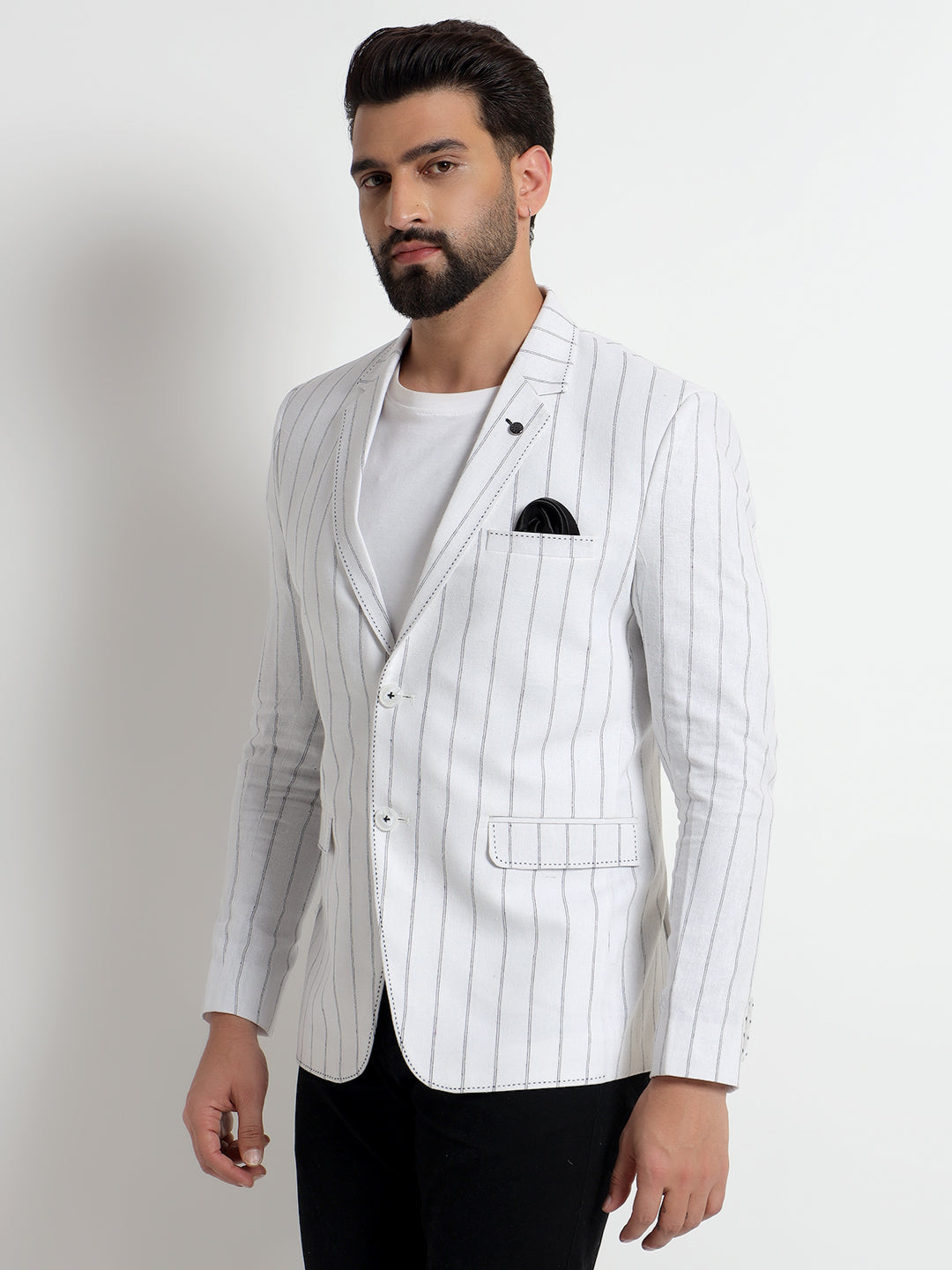 White & Black Striped Blazer