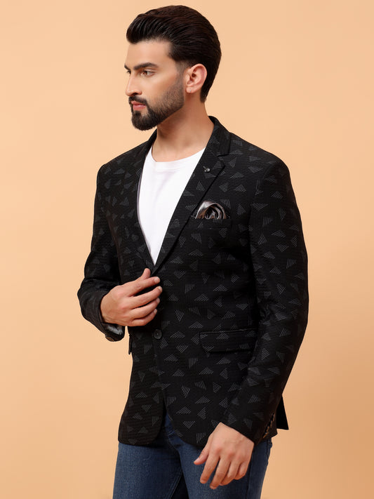 Black Geometric Pattern Blazer